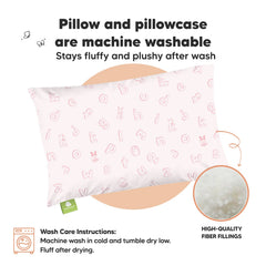 KeaBabies machine-washable pillow demonstrates easy cleaning after spills and travel.