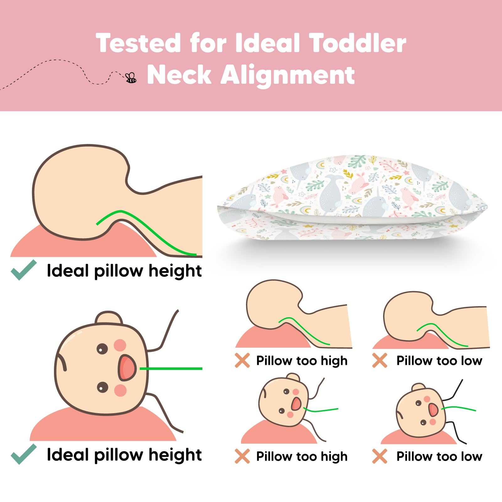 KeaBabies machine-washable toddler pillow for quick cleanups