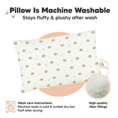 KeaBabies machine-washable toddler pillow stays clean between uses.