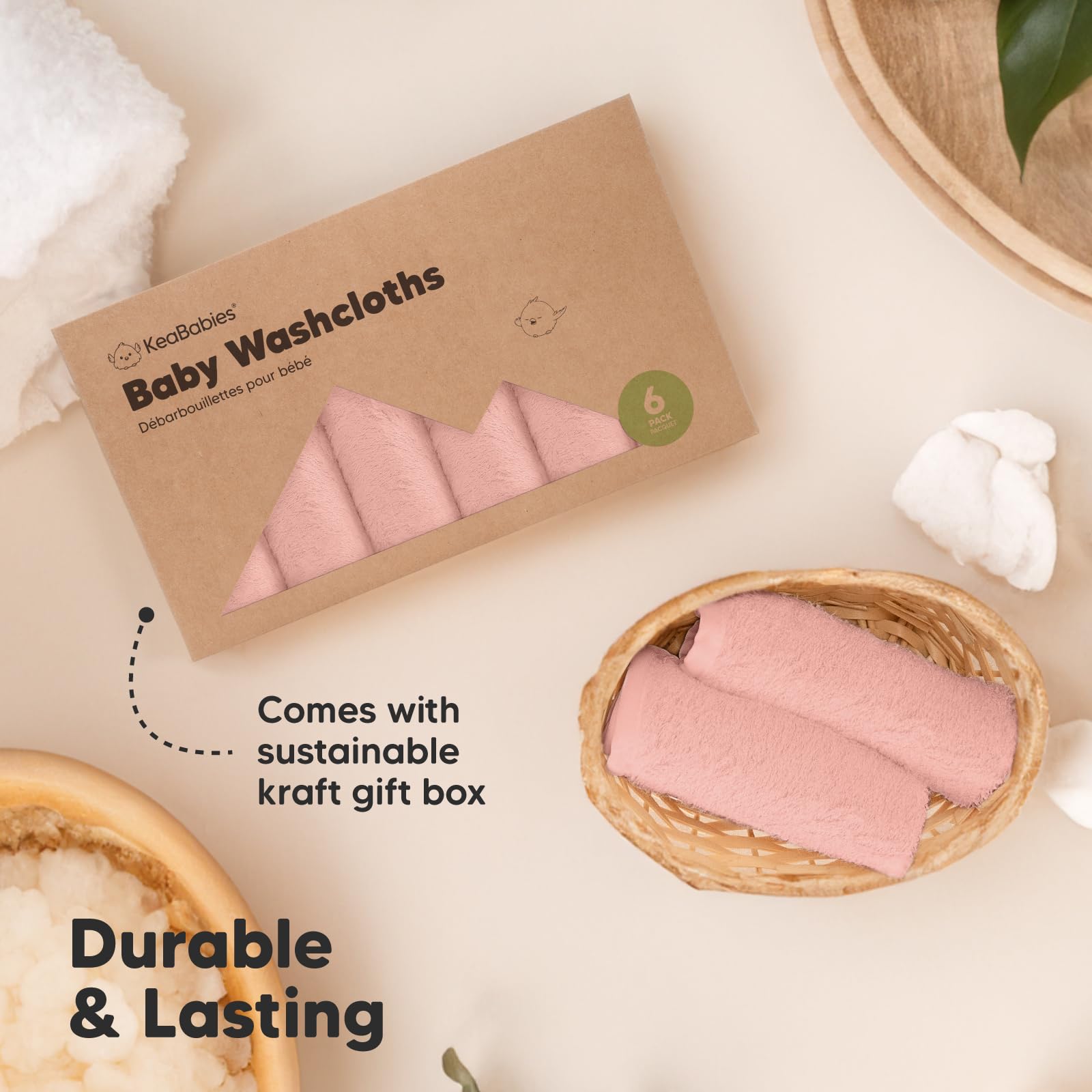 KeaBabies washcloth used for makeup removal on face