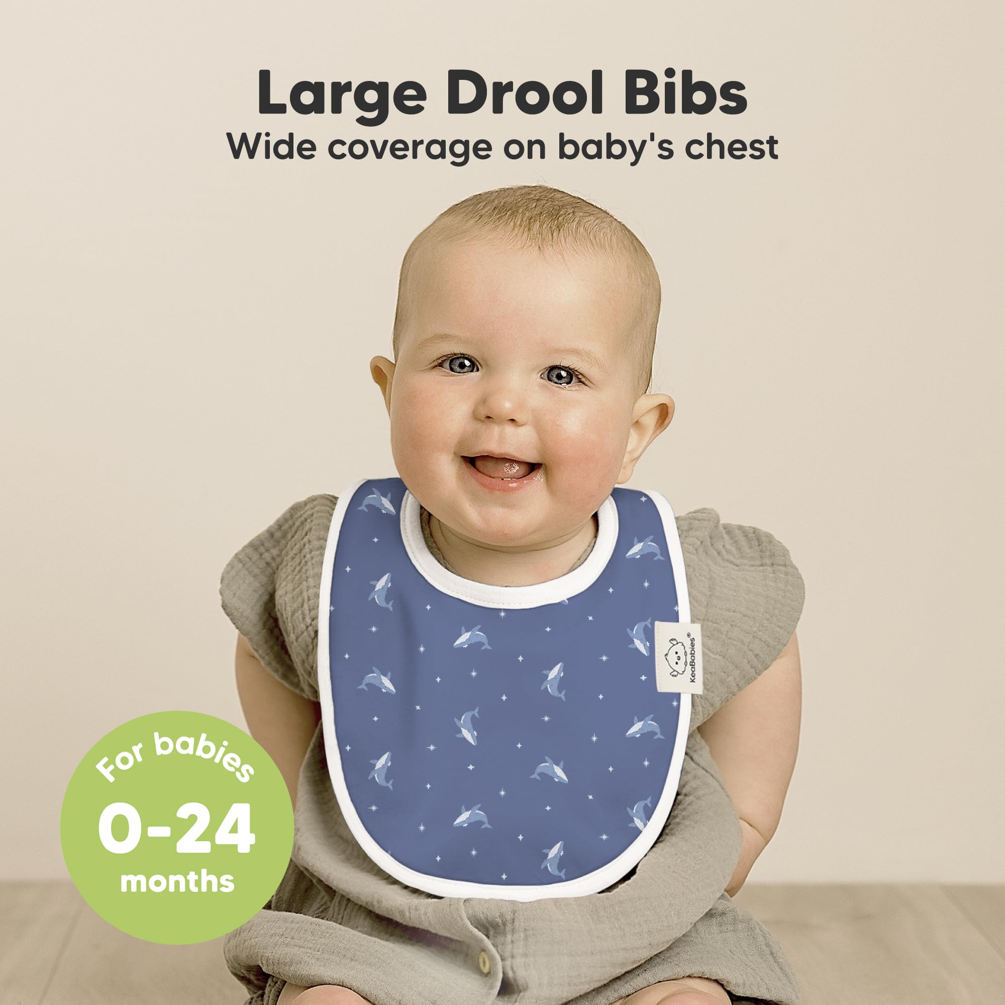 KeaBabies Marine Muse bib close-up reveals soft organic cotton texture for gentle wear