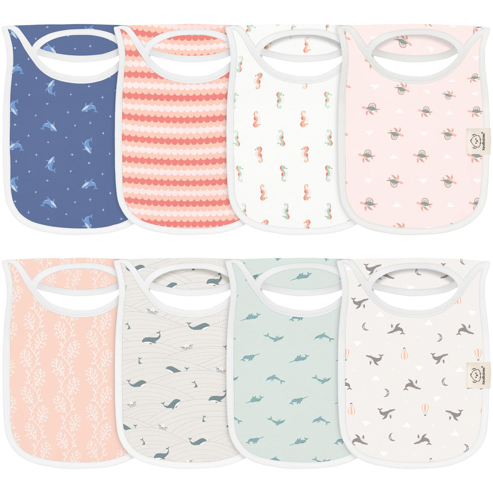 KeaBabies Marine Muse bib front view keeps baby dry and comfortable.