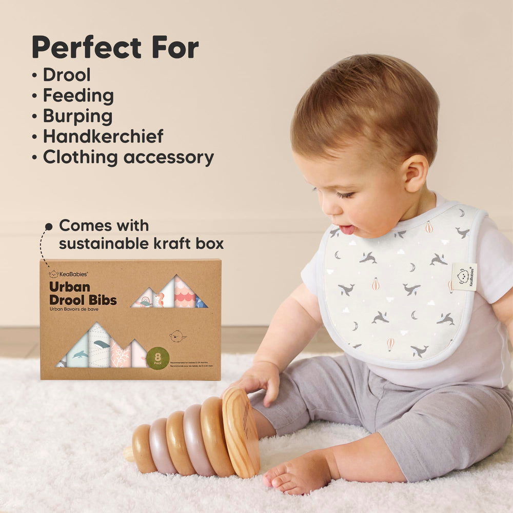 KeaBabies Marine Muse bibs three adjustable snaps for size flexibility