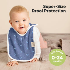 KeaBabies Marine Muse bib worn on baby for drool protection during the day.