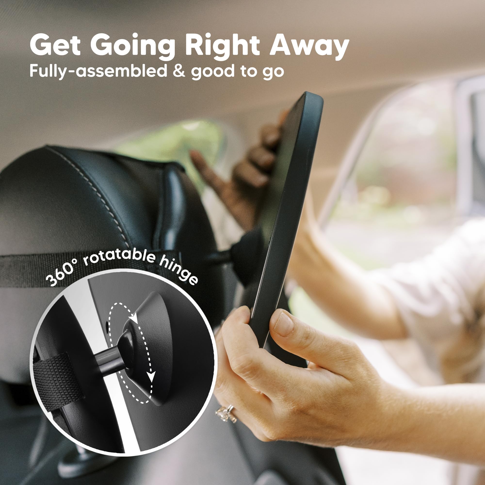 KeaBabies matte black car mirror adjustable with hinge