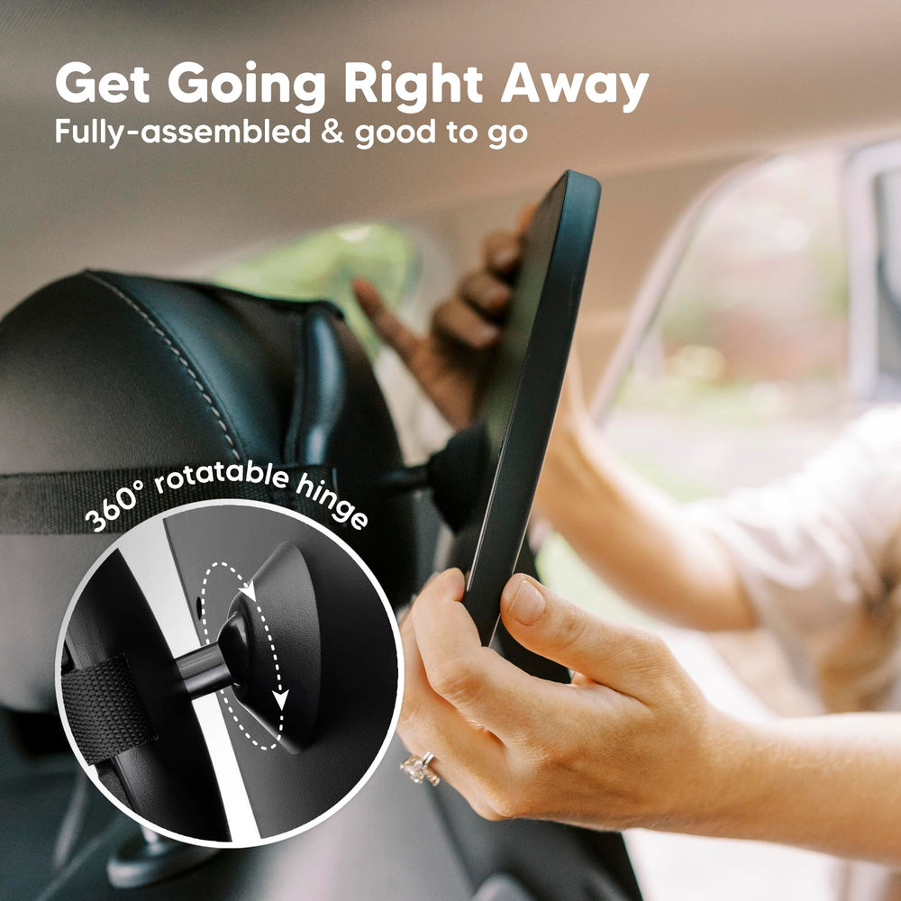 KeaBabies matte black car mirror adjustable with hinge