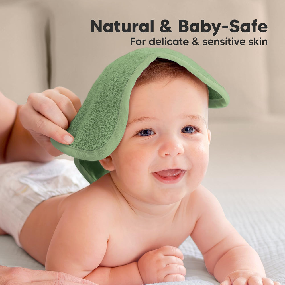 KeaBabies Meadow Green baby washcloths machine-washable and durable.
