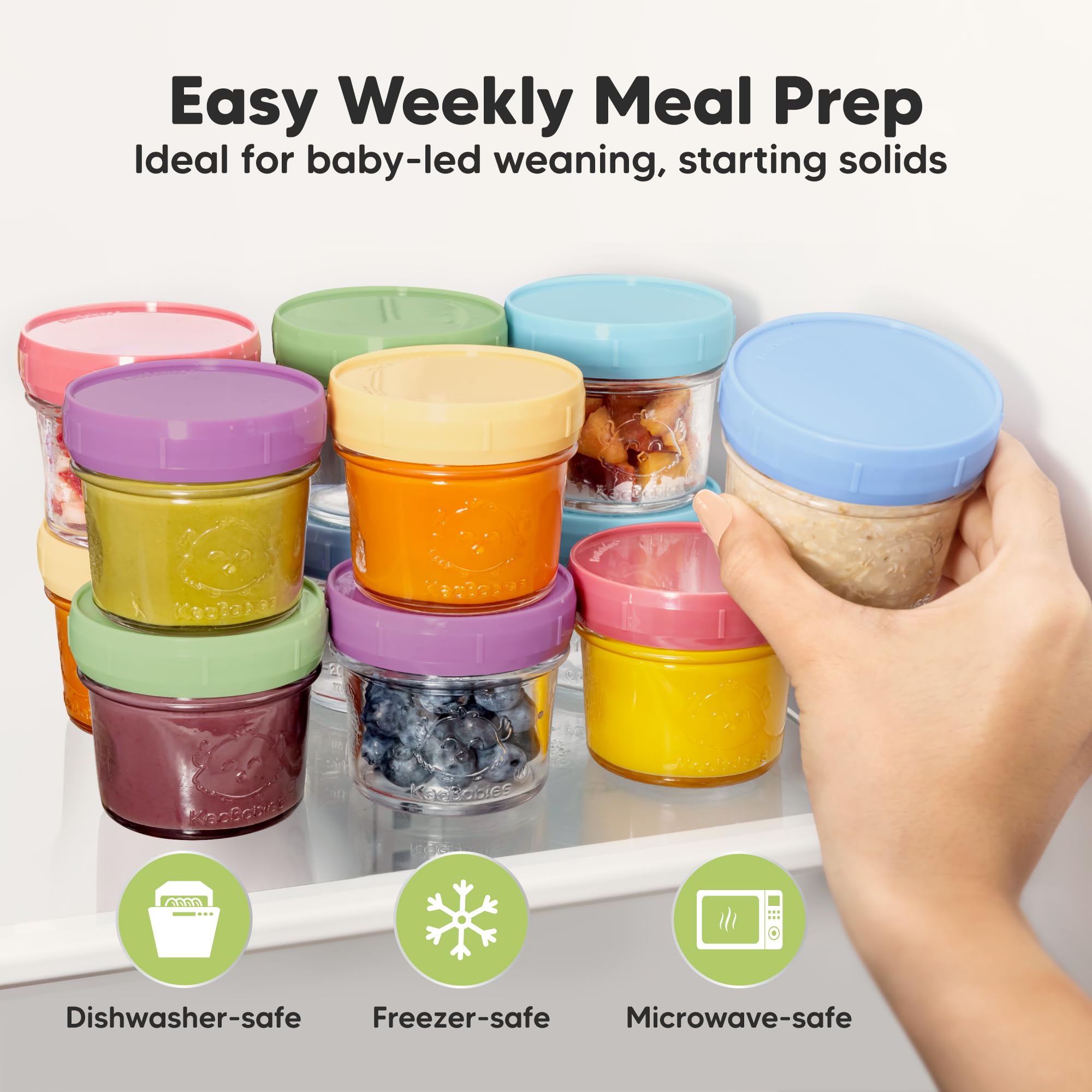 KeaBabies jars show measurement marks and writable lids for portion control.
