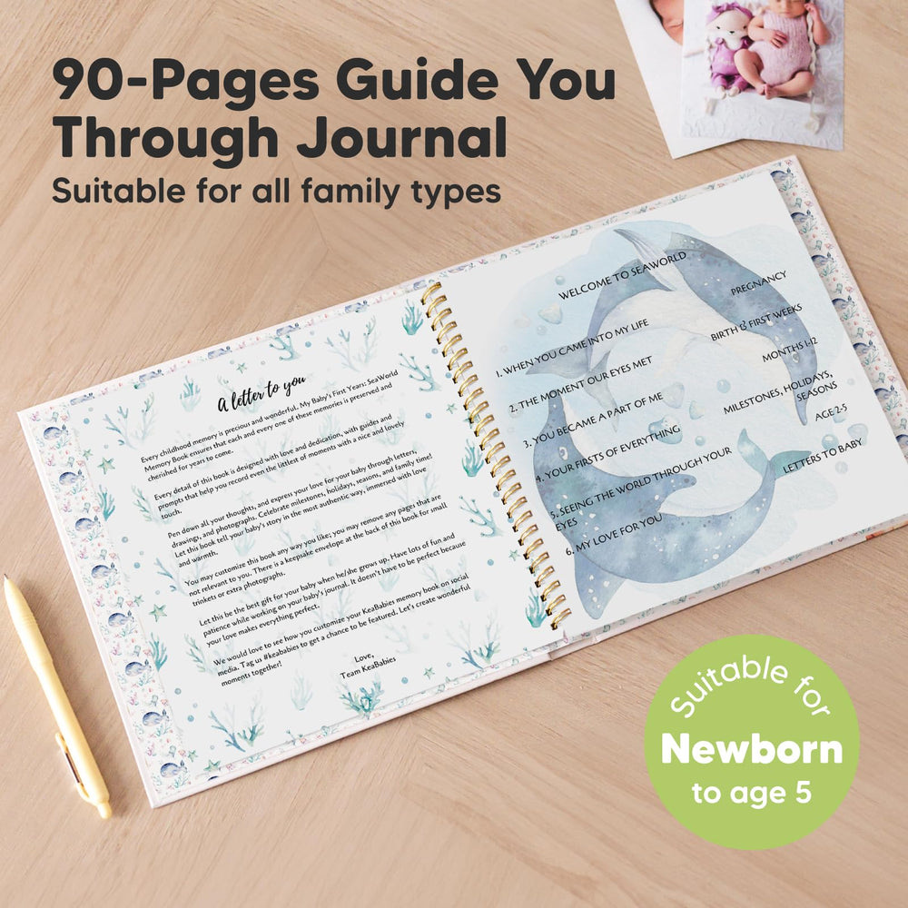 KeaBabies memory book SeaWorld with whimsical characters to engage baby