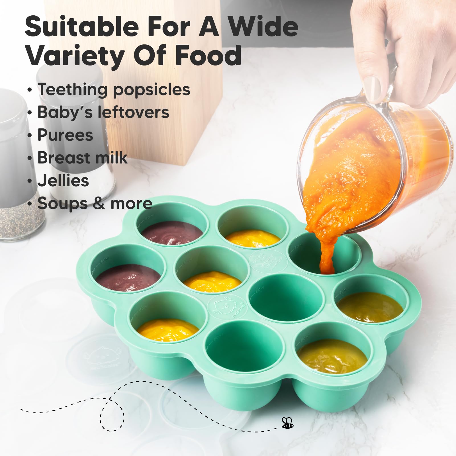 KeaBabies microwave-safe freezer tray reheats baby food conveniently