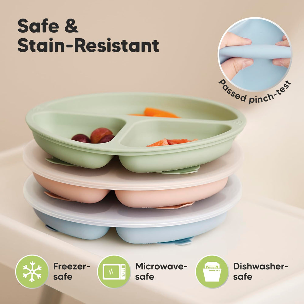 KeaBabies microwave-safe silicone plate for quick reheats and convenient meals.