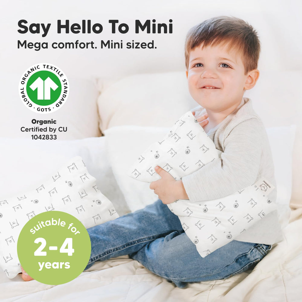 KeaBabies Mini Toddler Pillow close-up shows breathable cotton fabric