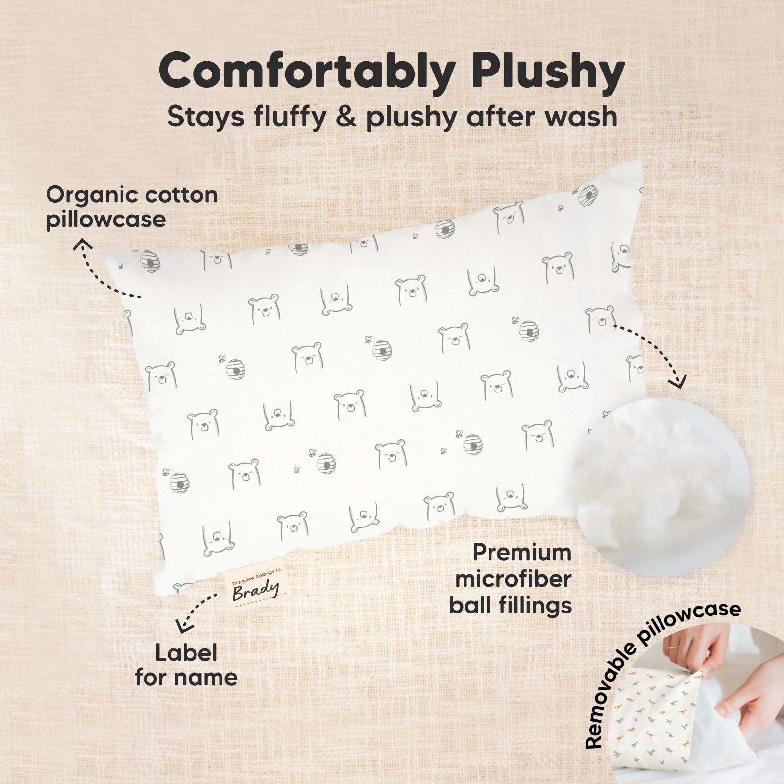 KeaBabies ergonomic mini pillow supports comfortable sleep posture