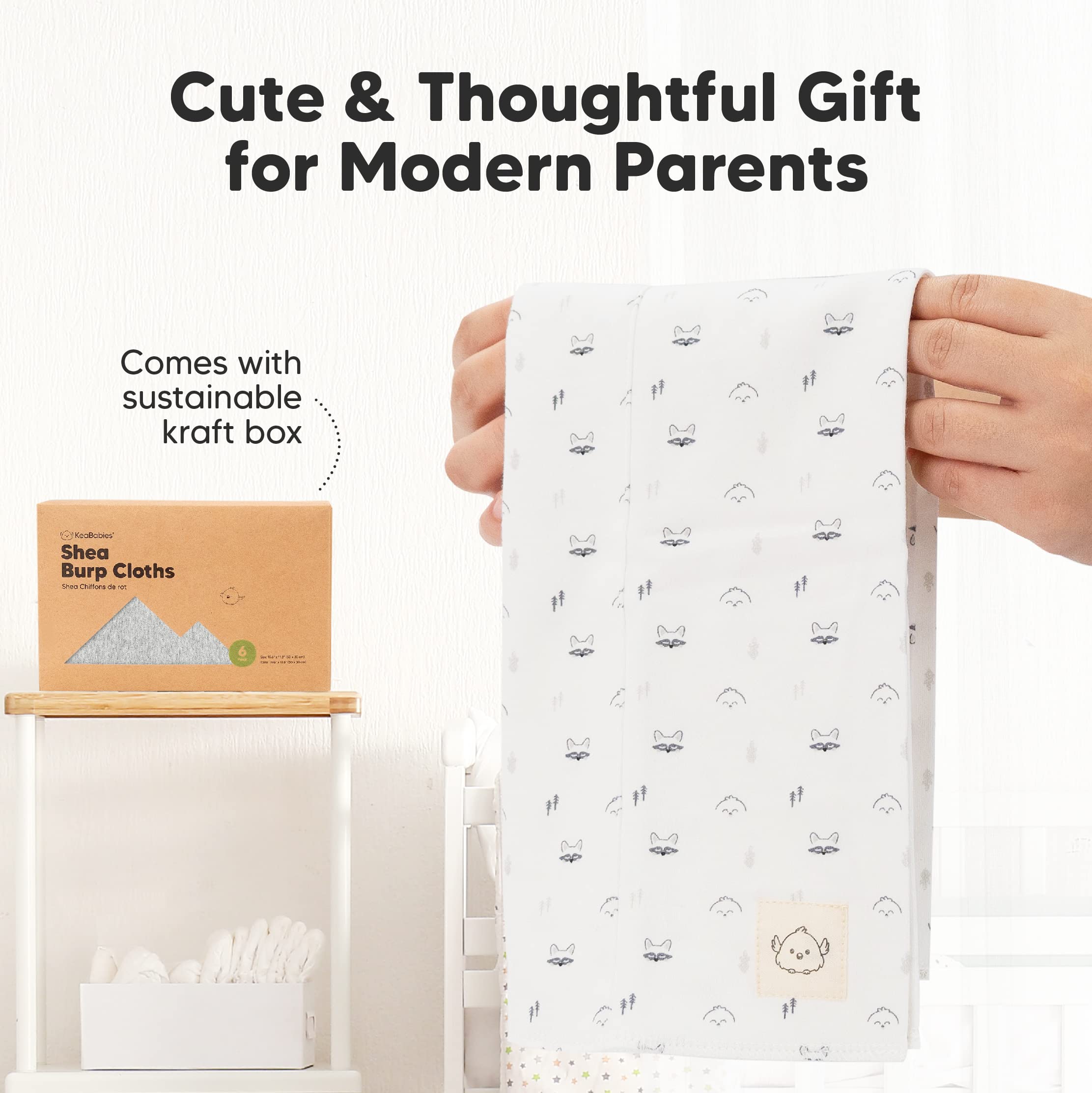 KeaBabies multi-use burp cloth can double as washcloth or changing mat.