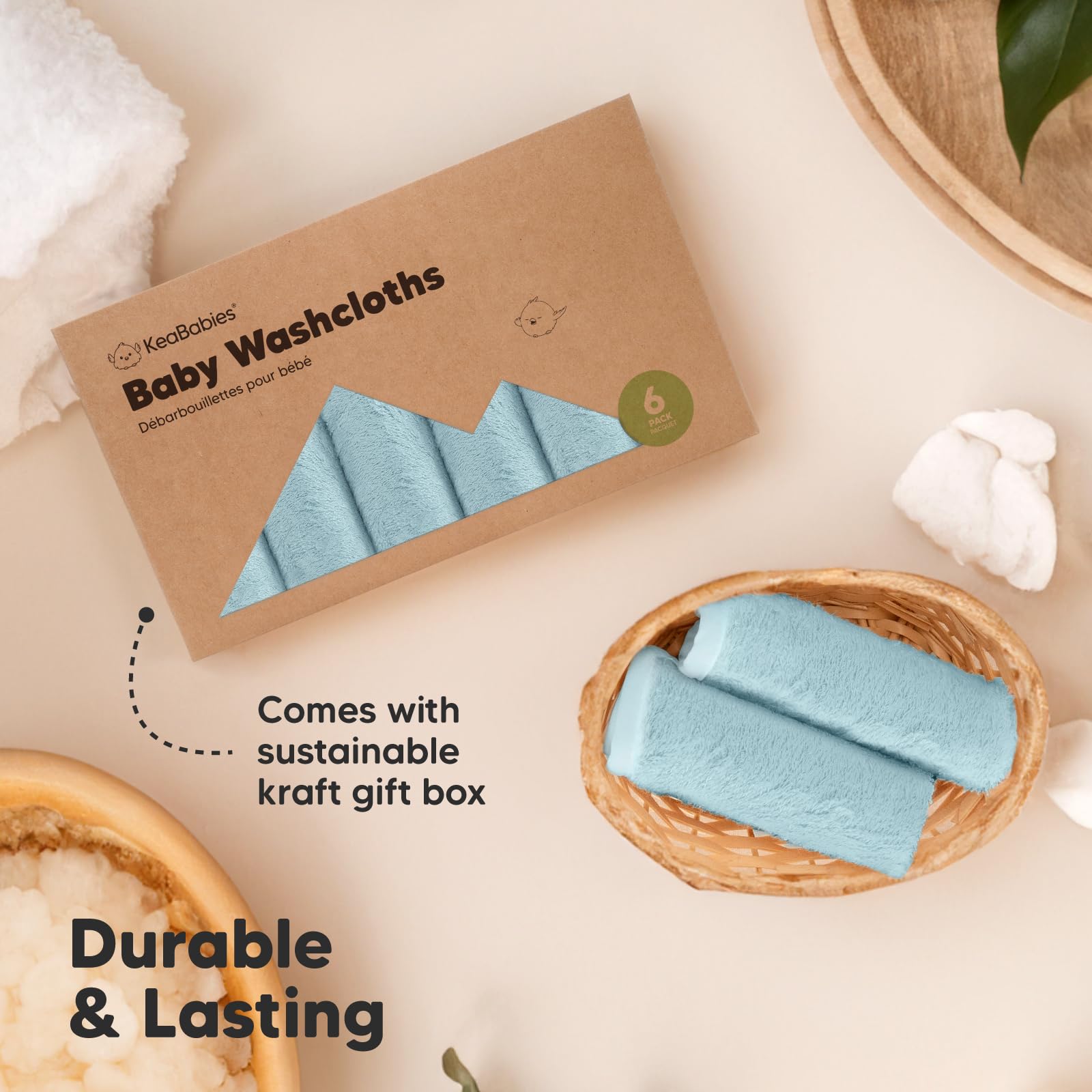 KeaBabies multi-use cloths — versatile for bath, burp, and cleanup.