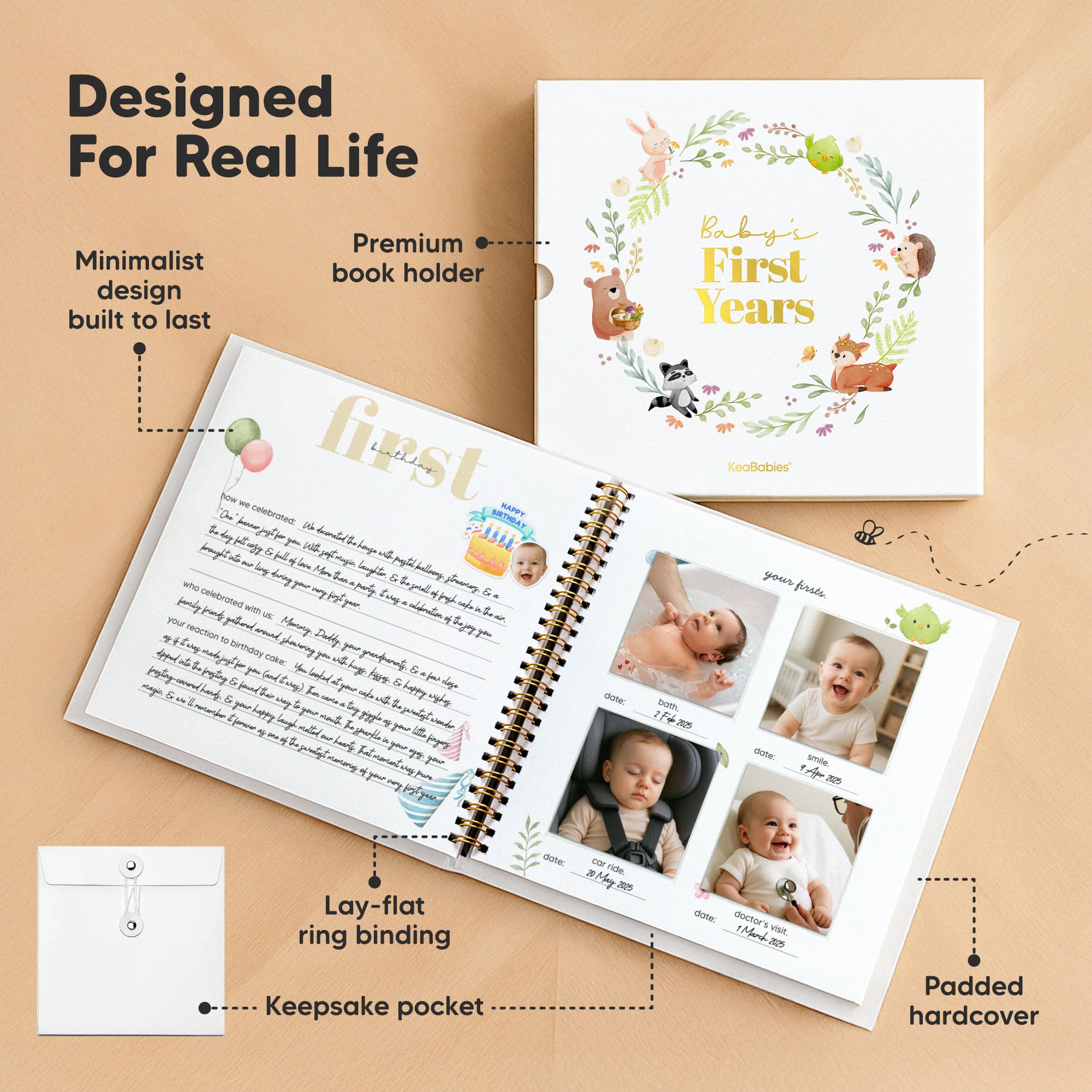 KeaBabies Muse 9.8x9.4 inch size adds generous journaling space
