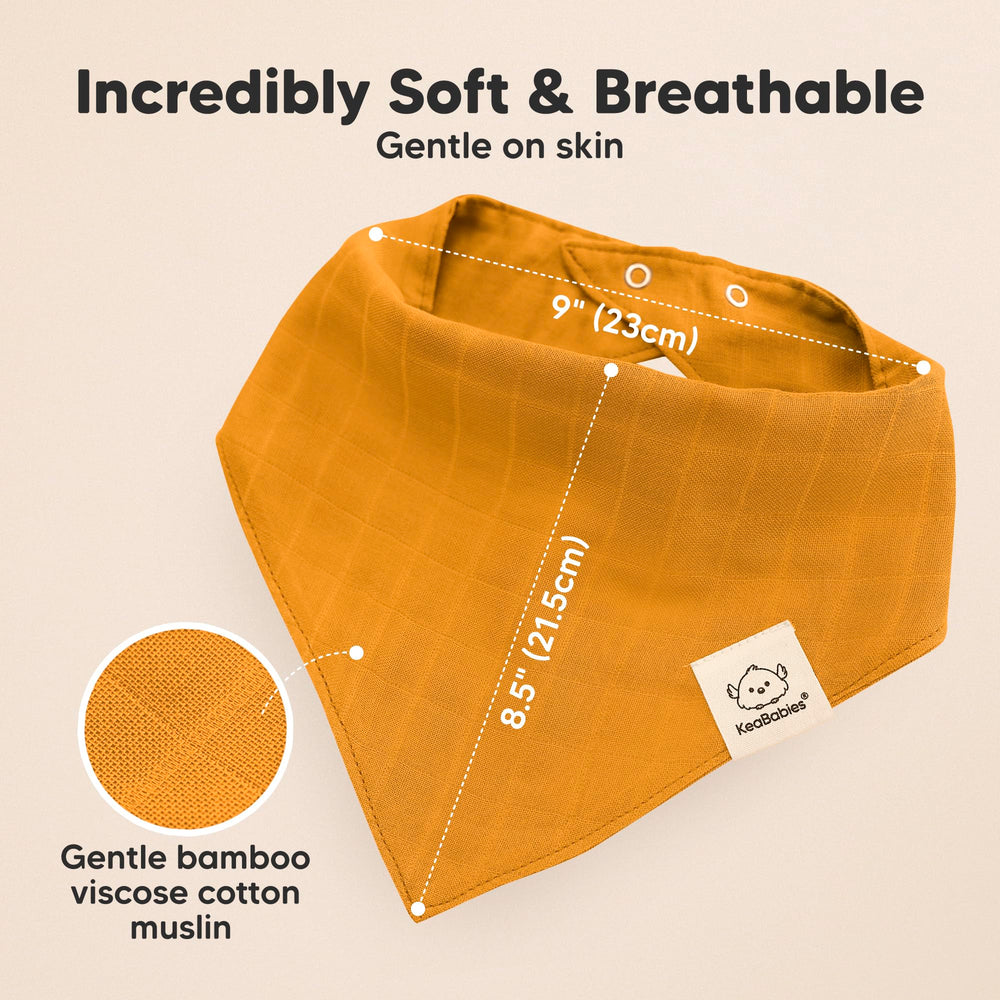 KeaBabies Lumi muslin bibs soft breathable fabric on baby skin