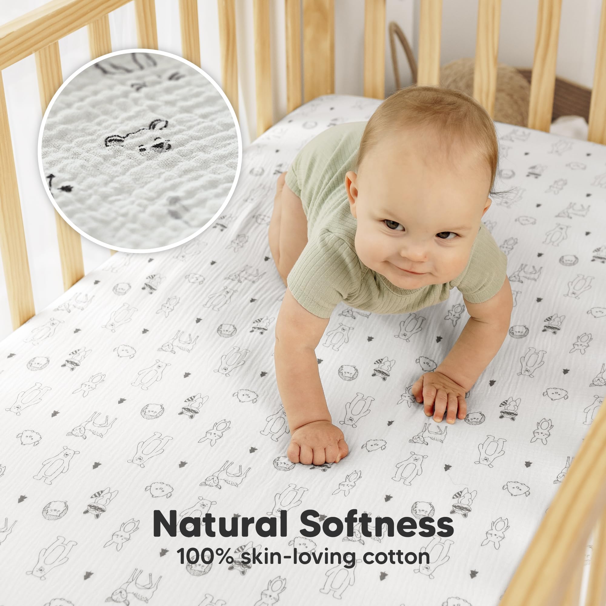 KeaBabies muslin crib sheets soft texture enhances all-season comfort for baby.