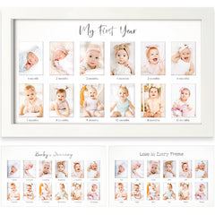 KeaBabies My First Year Frame Alpine White wall-mount display for nursery memories