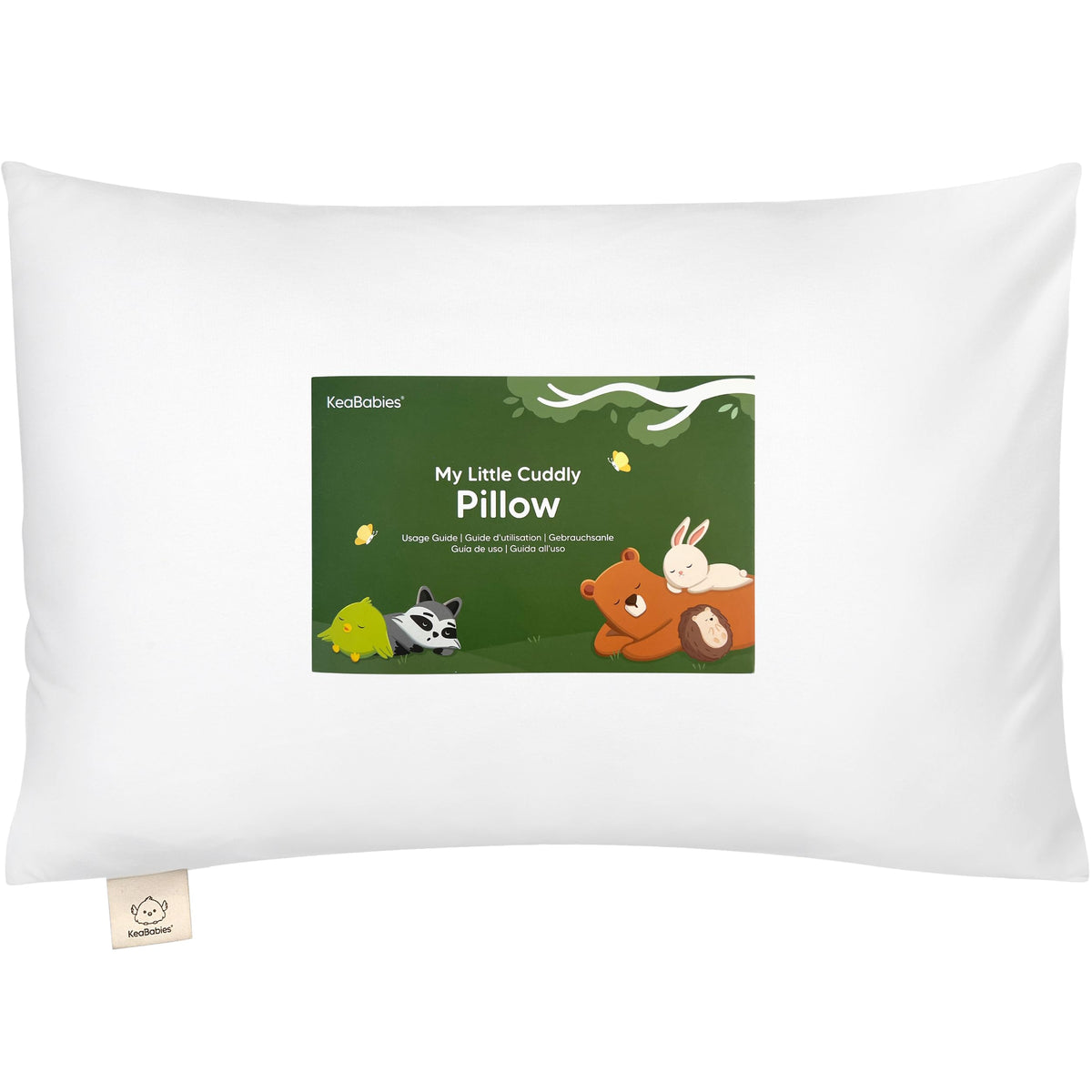 KeaBabies My Little Cuddly Pillow on bed for cozy toddler sleep support