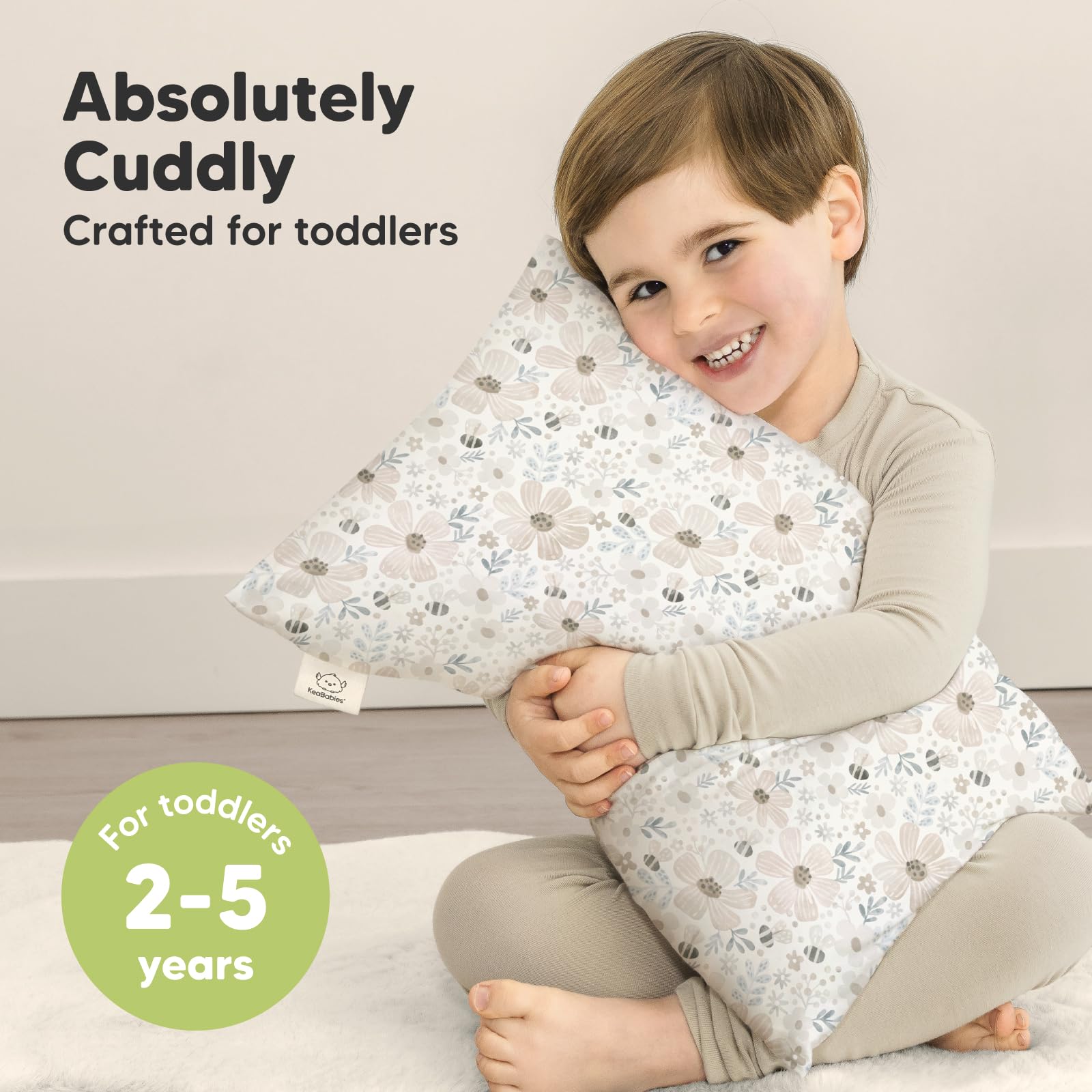 KeaBabies My Little Cuddly Pillow close-up shows bamboo viscose softness for gentle skin.
