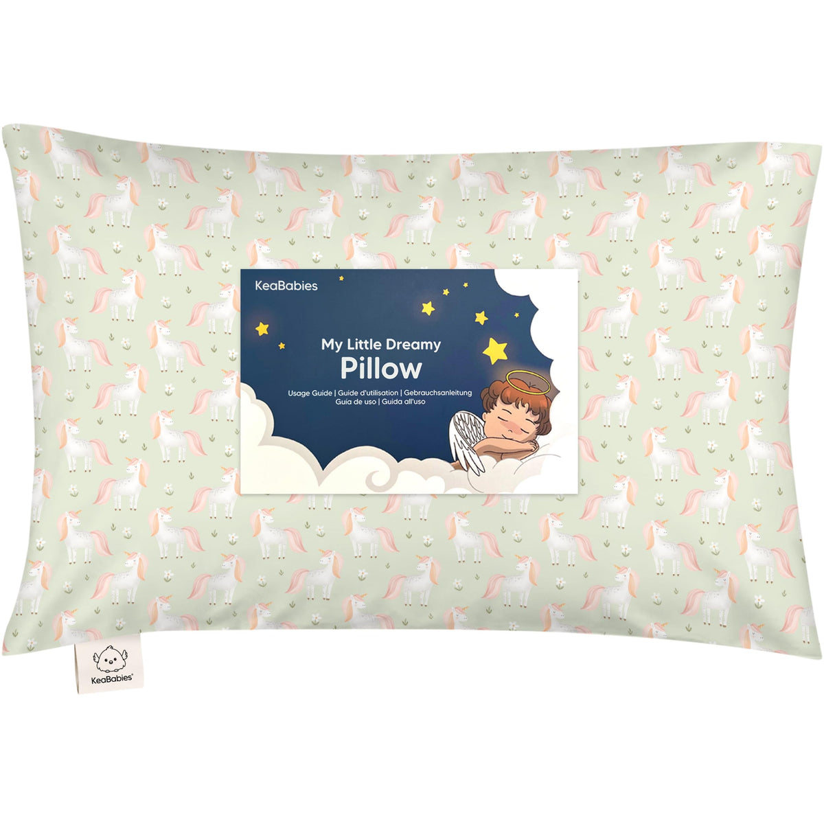 KeaBabies My Little Dreamy pillow close-up shows soft organic cotton cover for travel comfort