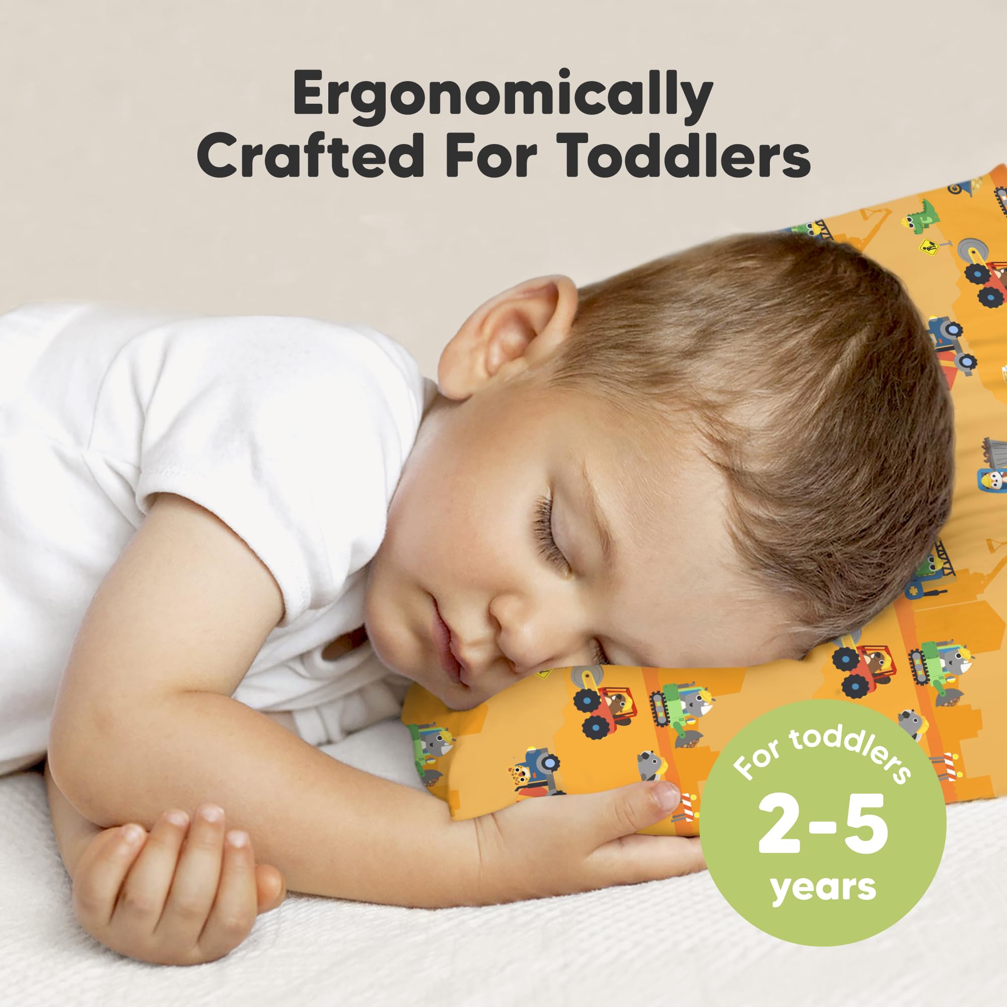 KeaBabies My Little Dreamy pillow side view shows neck support for growing kids.