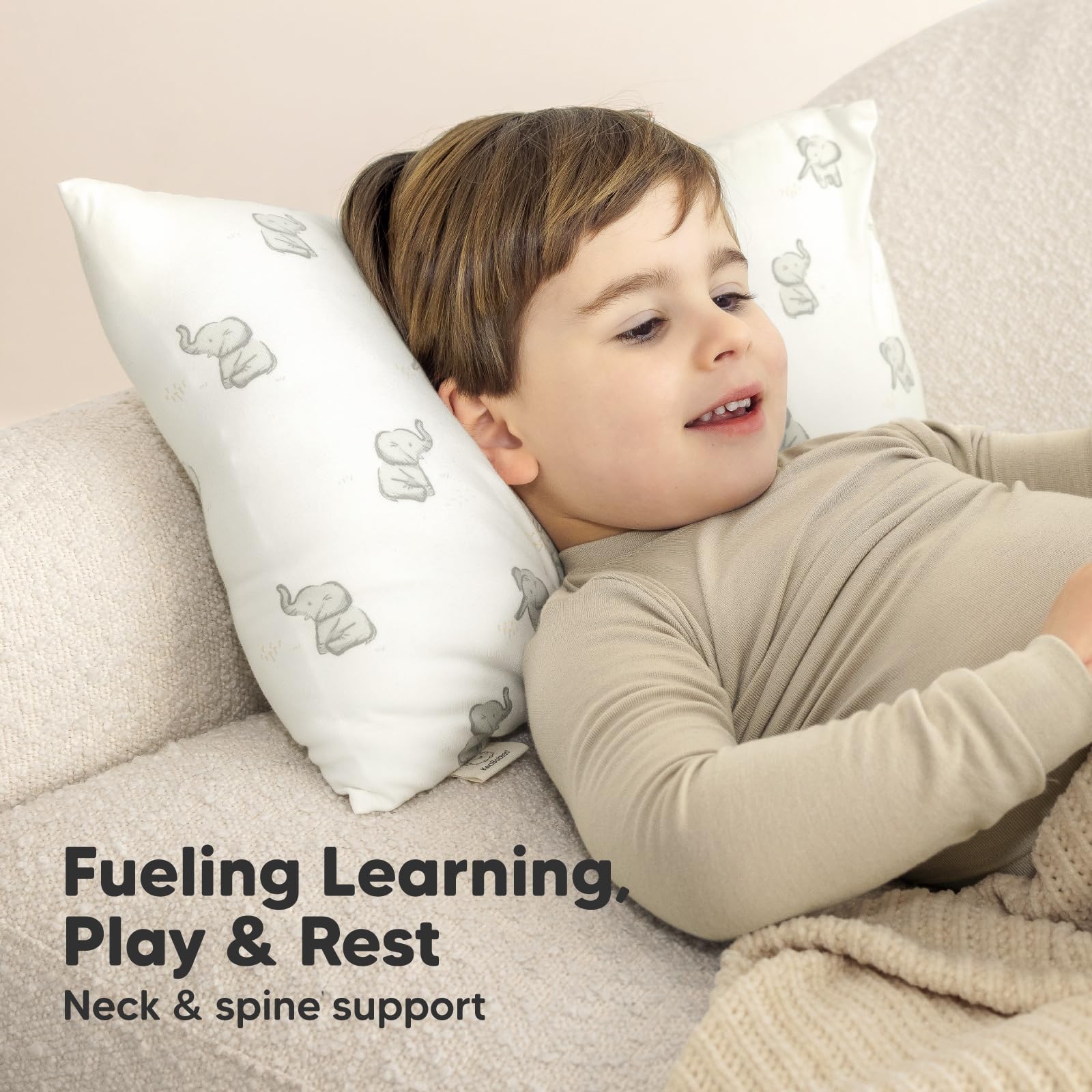 KeaBabies nap-travel-pillow close-up shows portable support for car and plane rides.