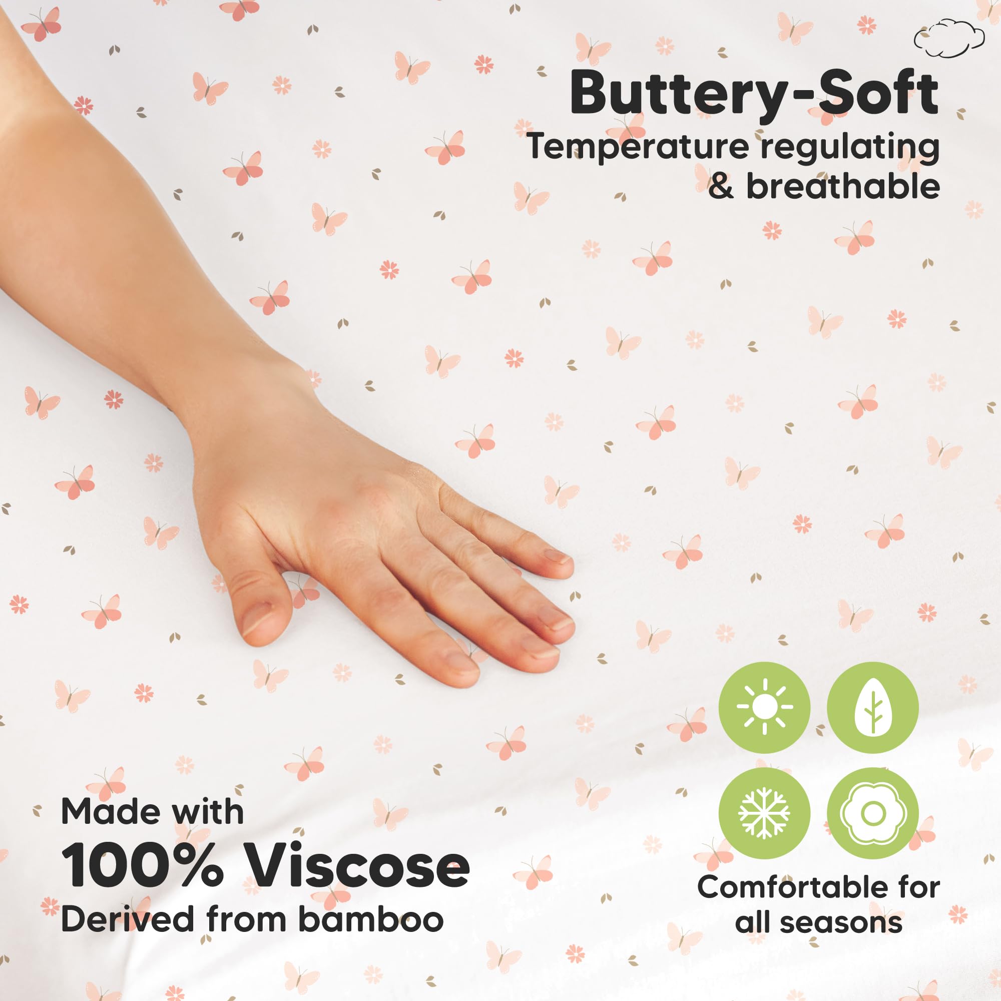 KeaBabies neutral butterflies design keeps baby cheerful and unisex friendly.