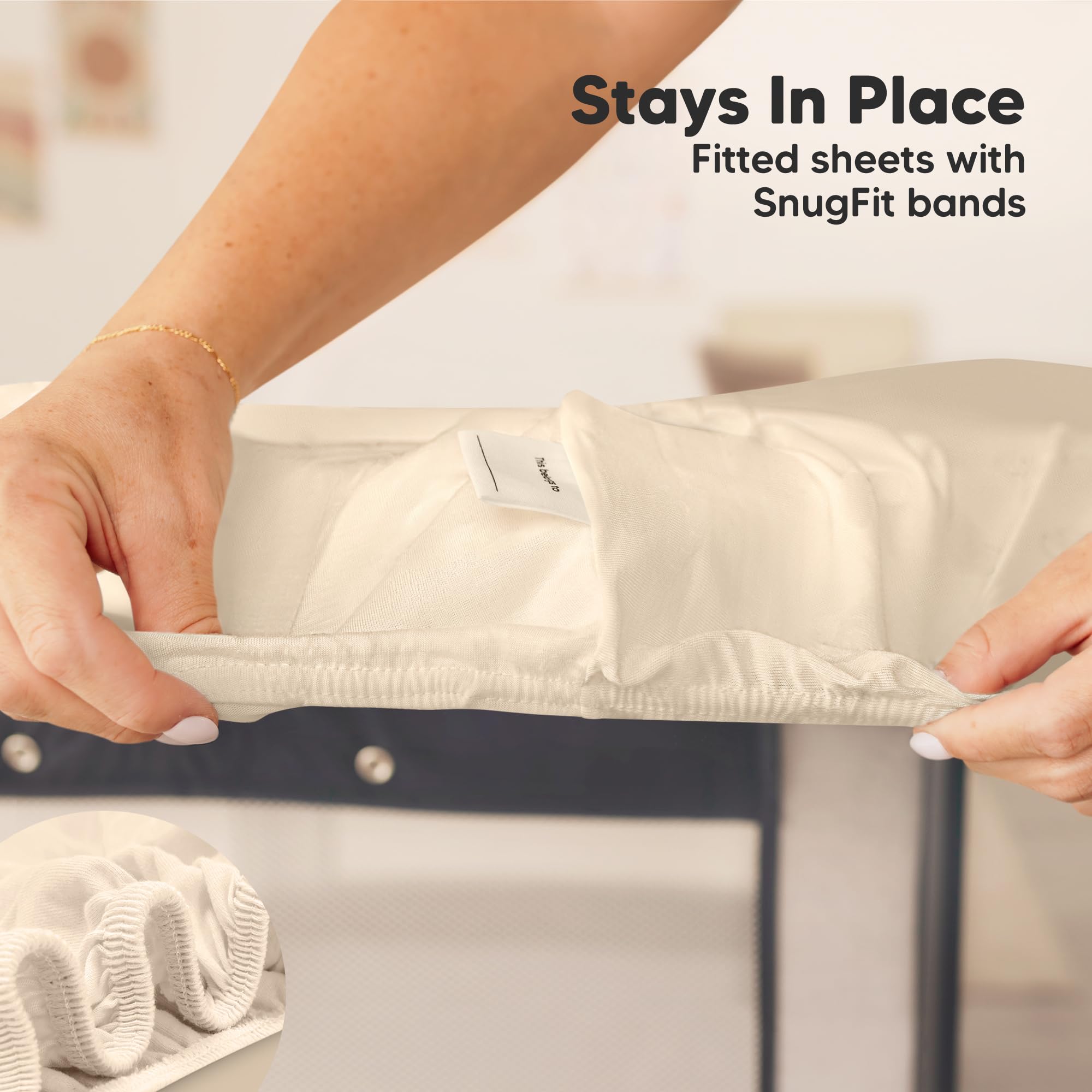 KeaBabies neutral Cameo design bedding complements nursery decor.