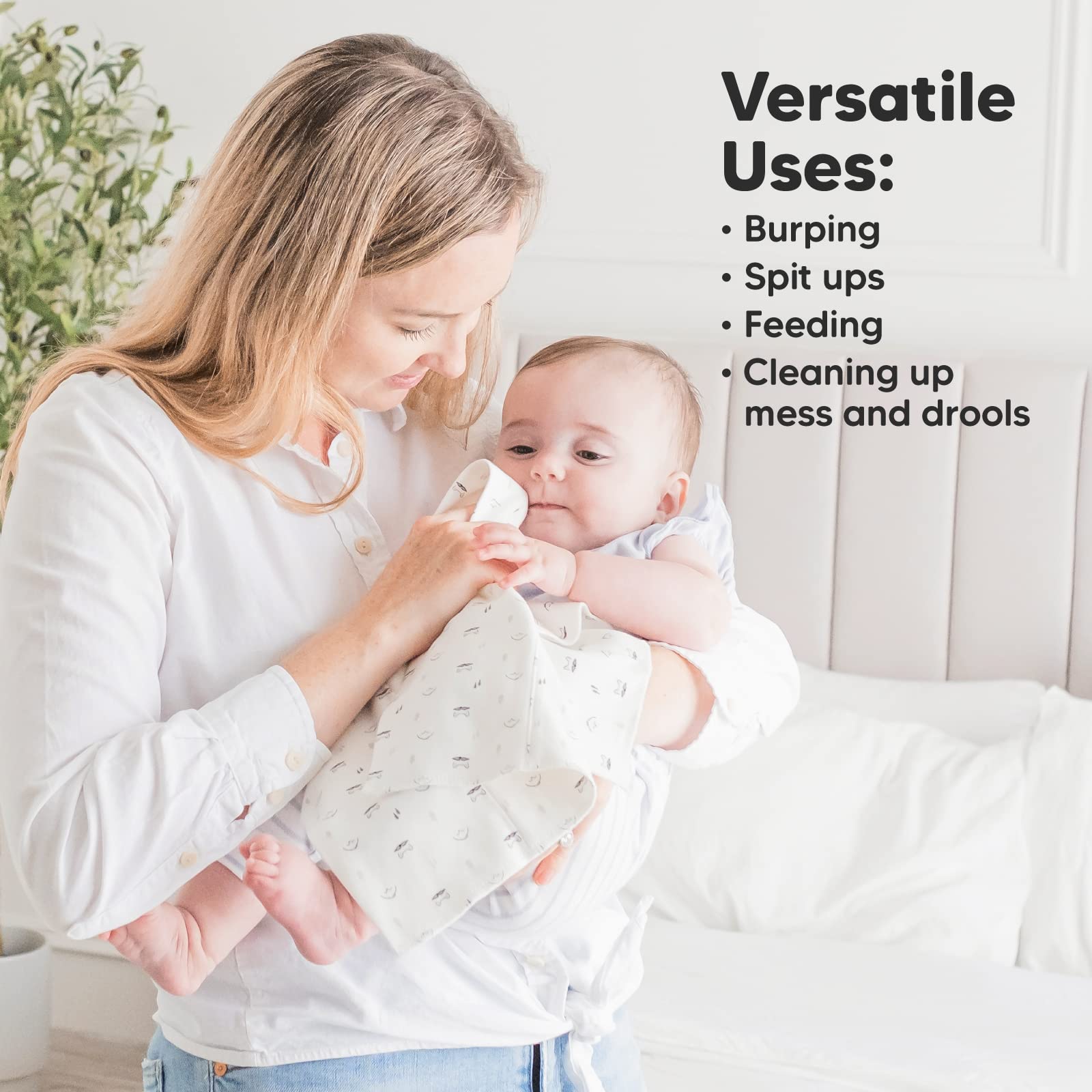 KeaBabies neutral-design burp cloths suitable for any gender.