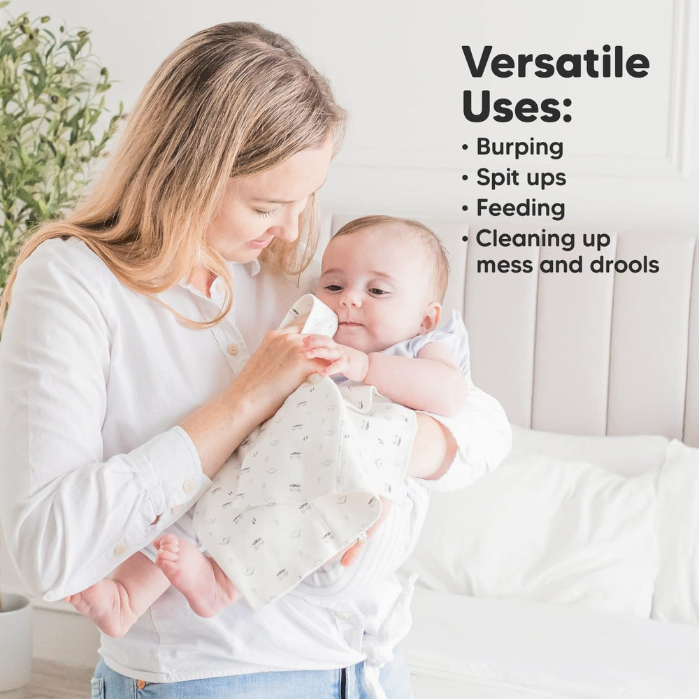 KeaBabies neutral-design burp cloths suitable for any gender.