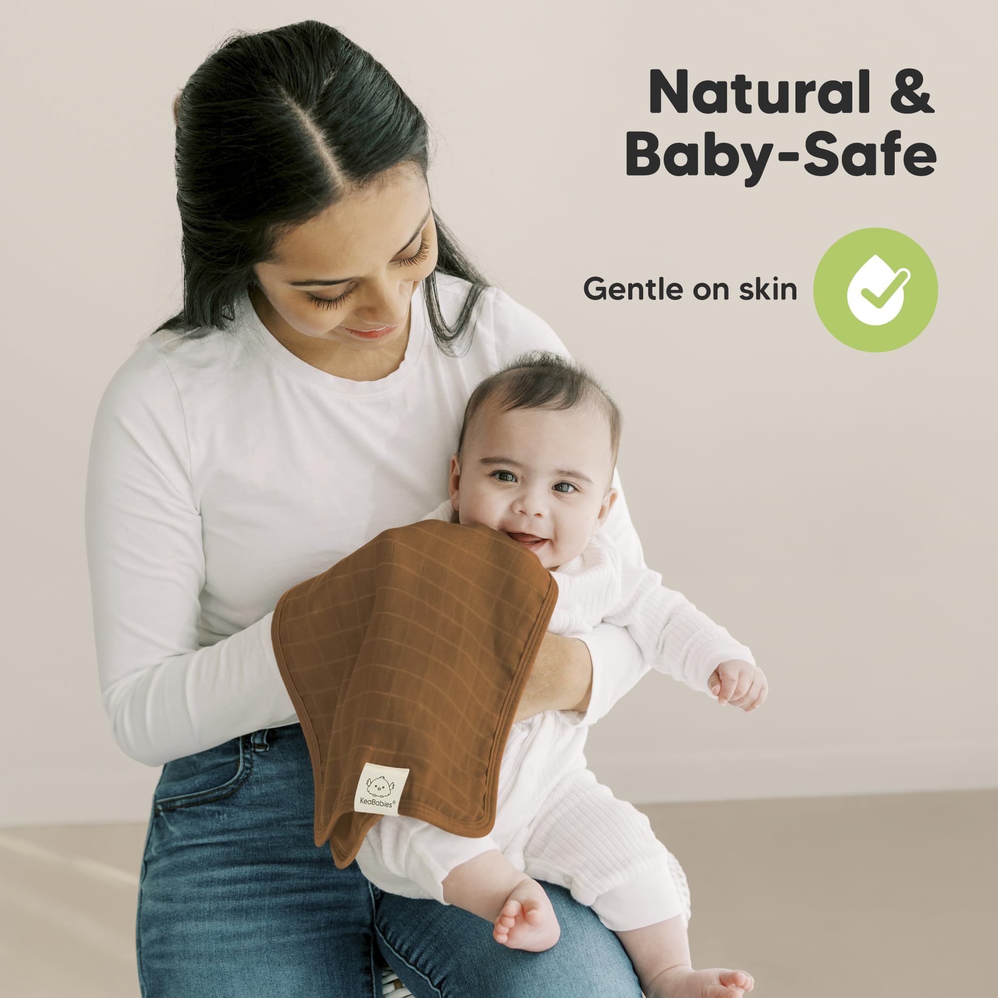 KeaBabies neutral palette gift-box burp cloths for showers.