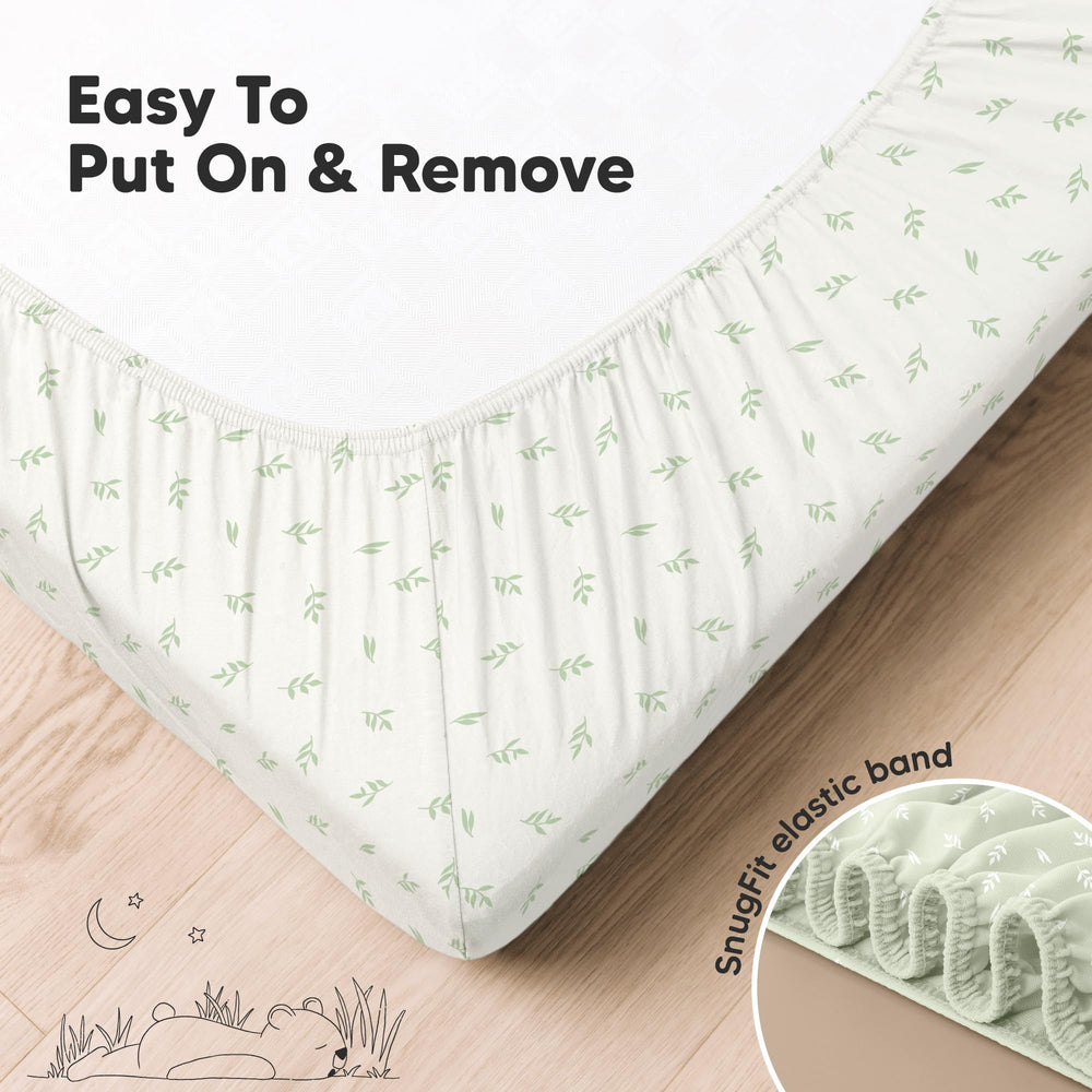 KeaBabies Neutral Herb print crib sheet emphasizes unisex style for nursery decor.