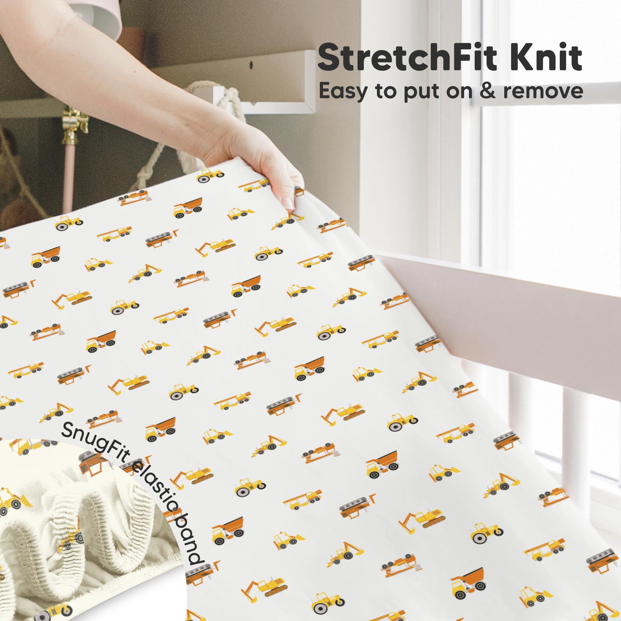 KeaBabies neutral Isla crib sheet on bed demonstrates versatile nursery color