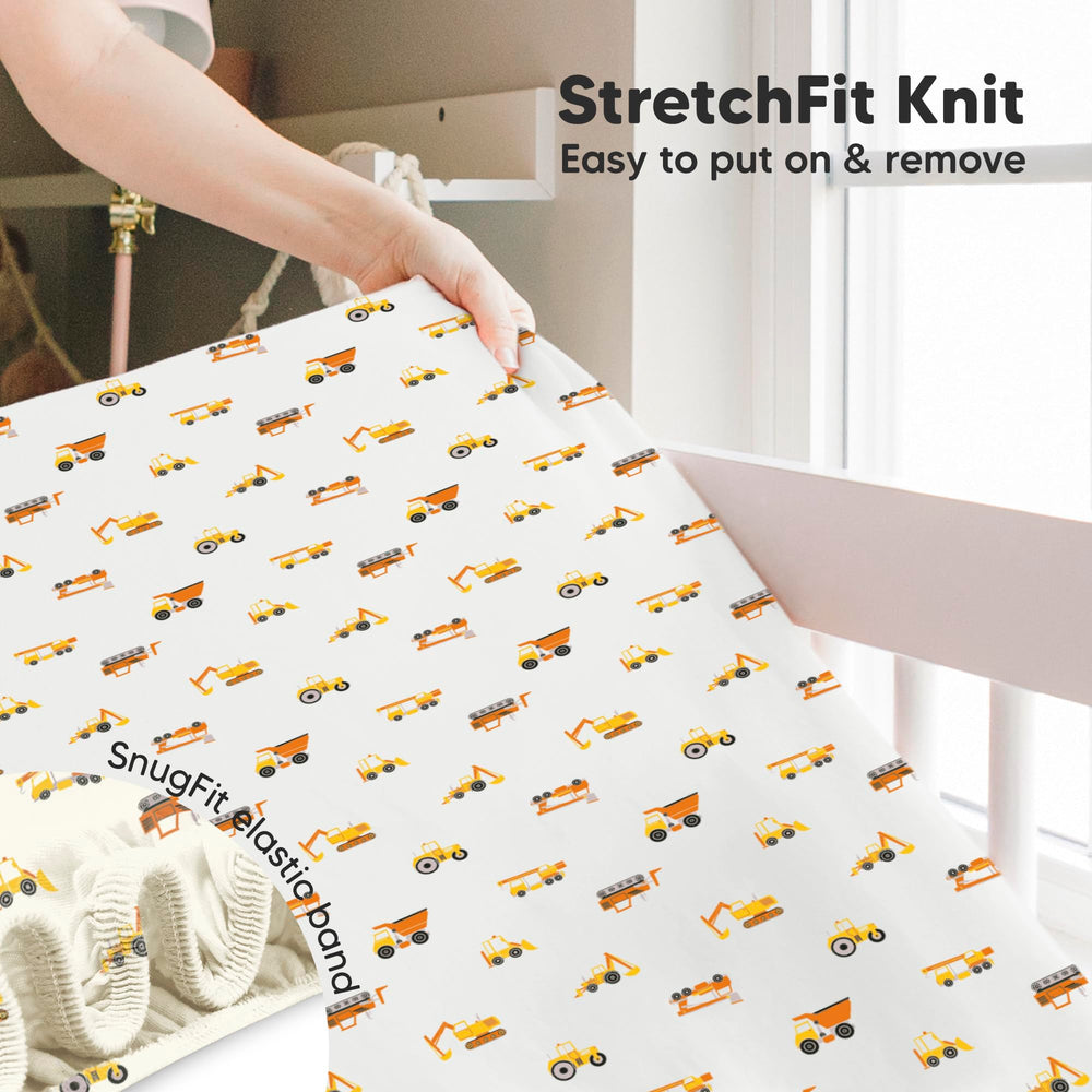 KeaBabies neutral Isla crib sheet on bed demonstrates versatile nursery color