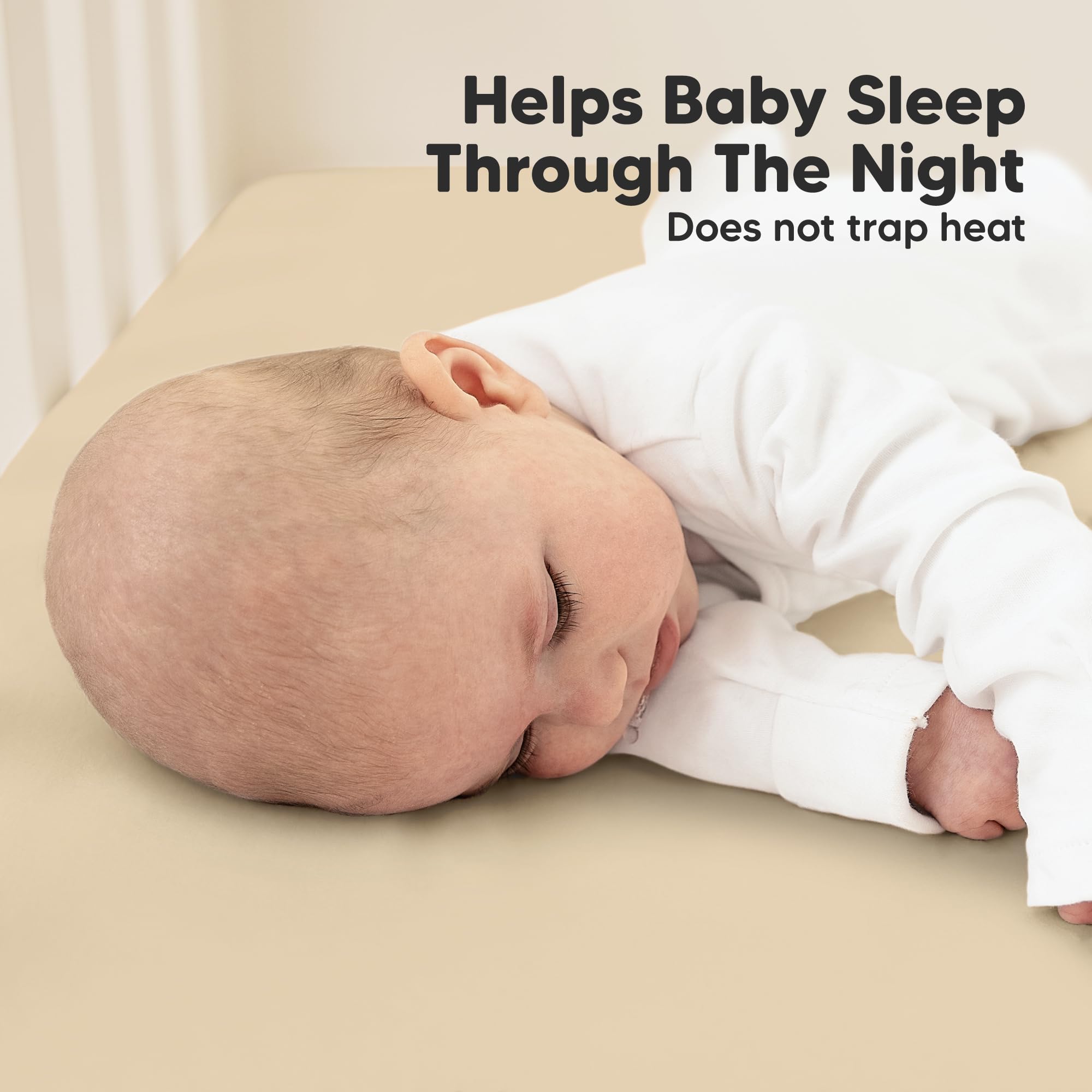 KeaBabies neutral khaki print nursery scene illustrates gender-neutral bedding aesthetic.