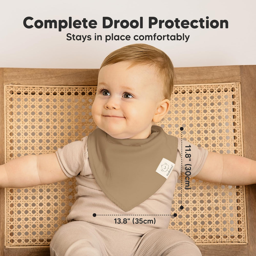 KeaBabies bibs on growing baby showing adjustable fit from newborn to 36 months