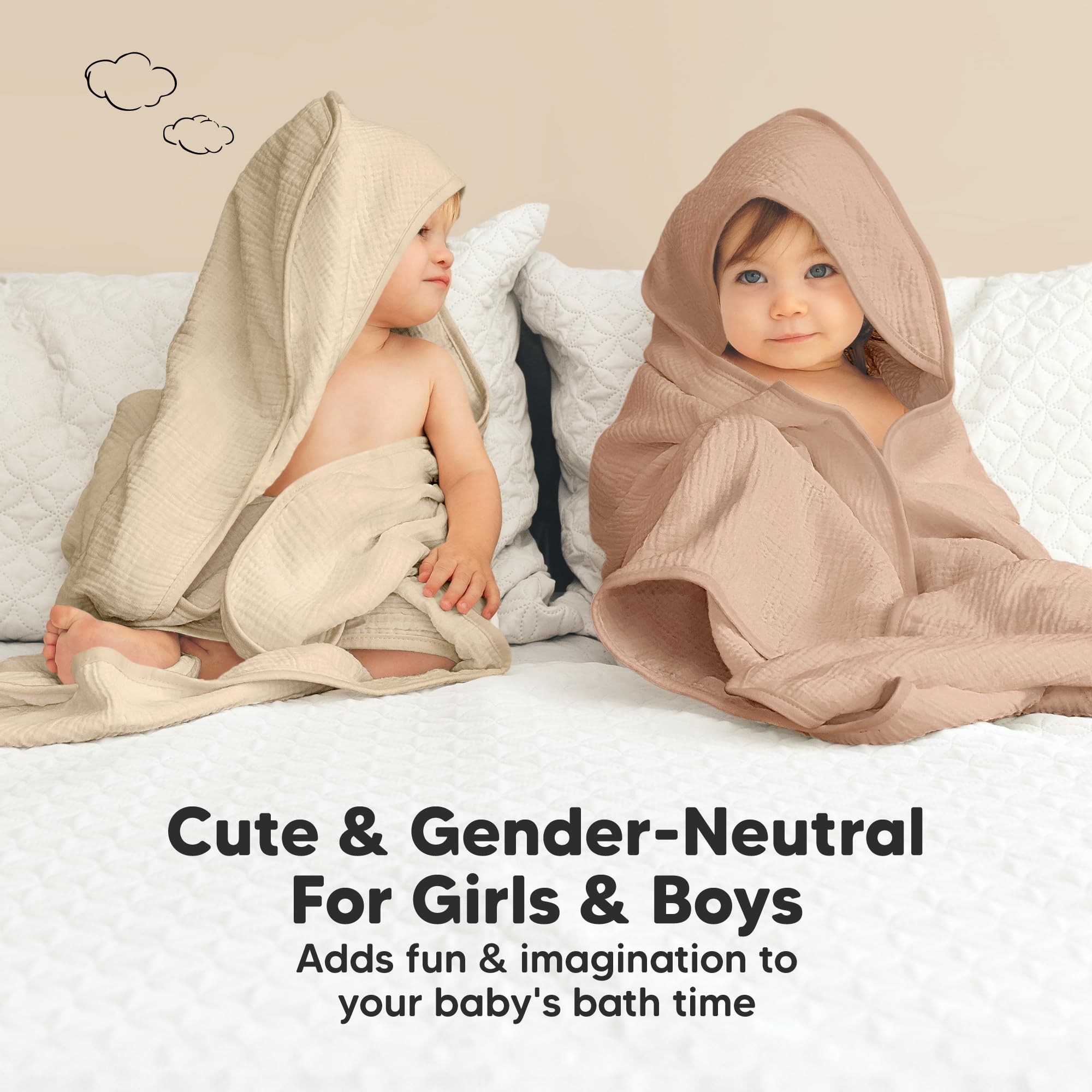 KeaBabies Newborn bath time routine with soft towel and hood.