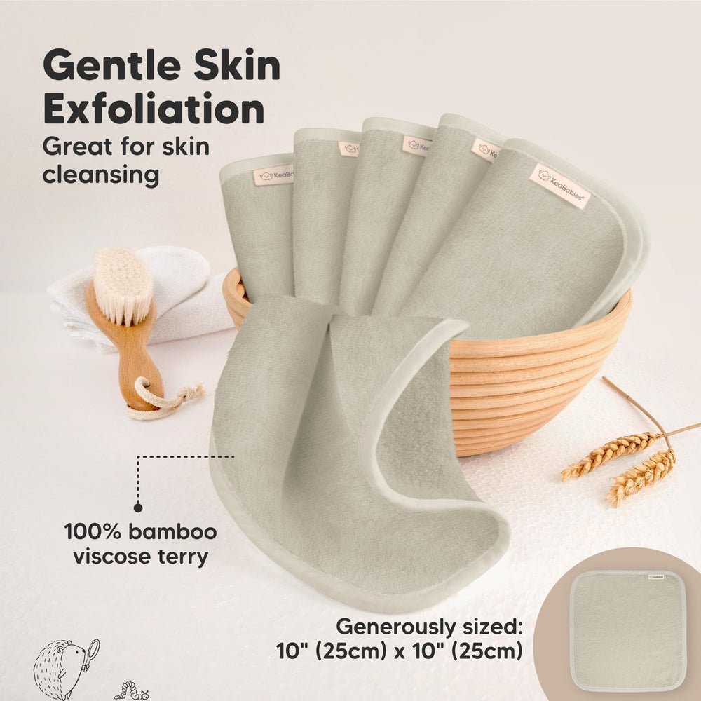KeaBabies newborn-friendly washcloths are gentle on delicate skin during baths.