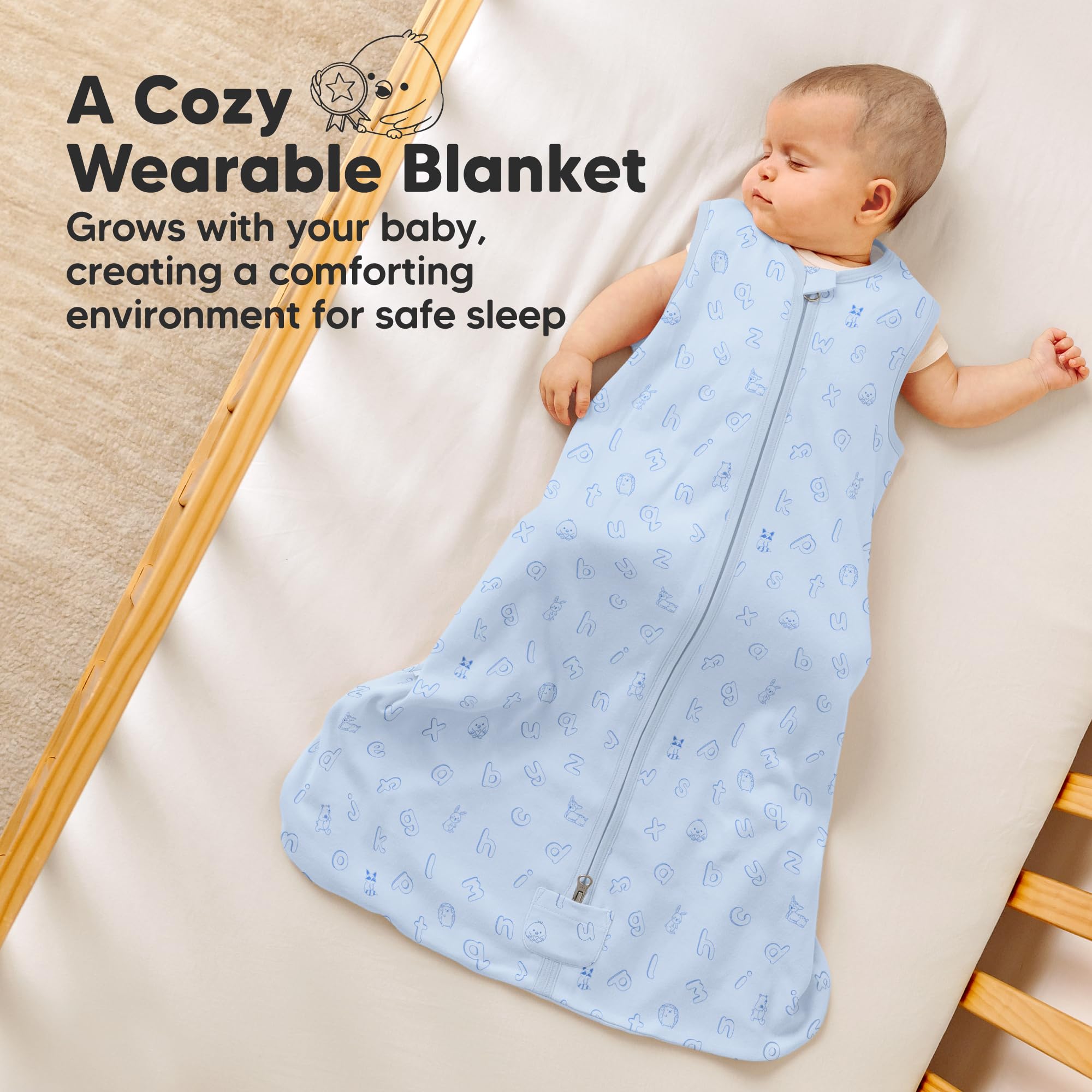 KeaBabies newborn-to-toddler sleepsack long length supports growing baby.