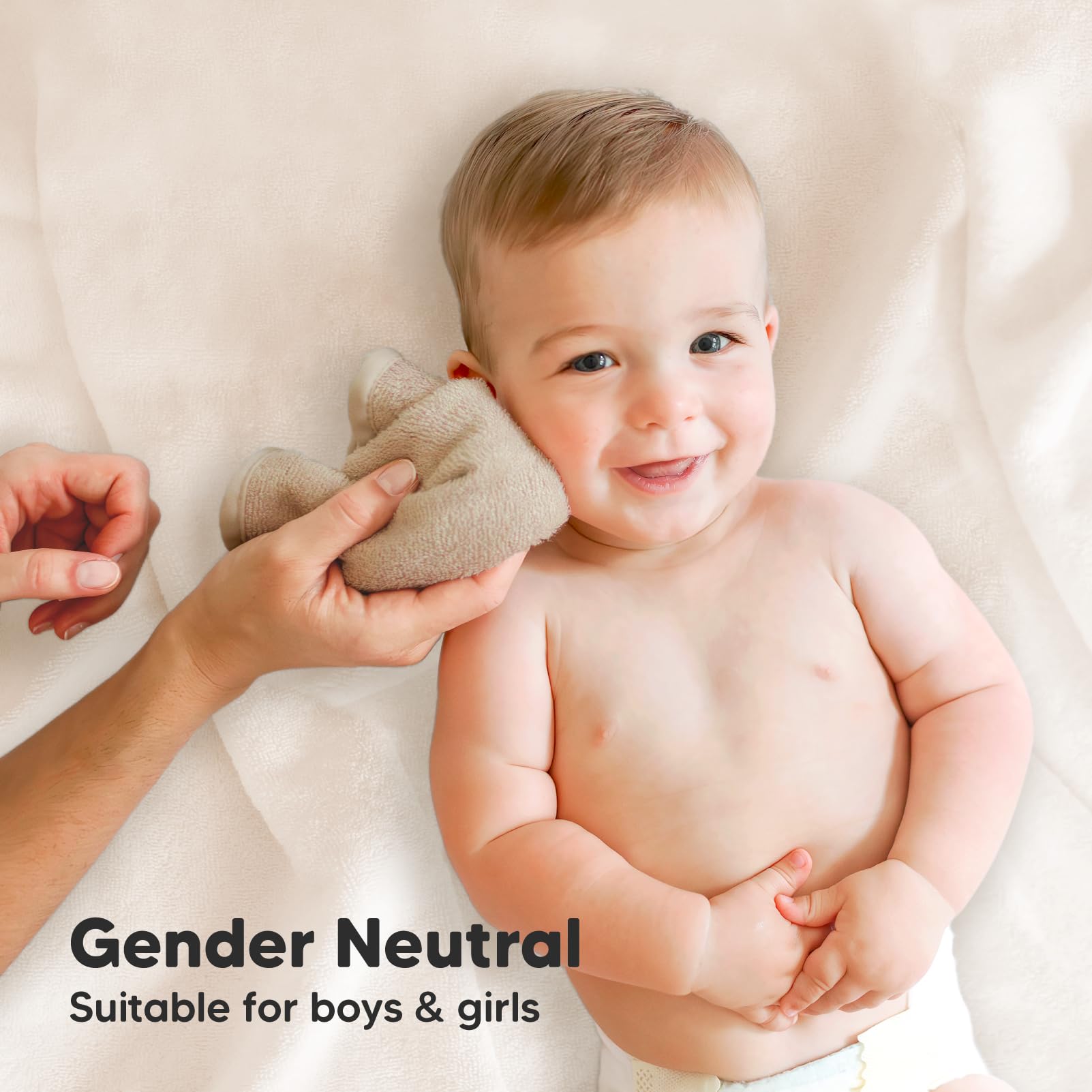 KeaBabies white/stone washcloths suitable for facial care or makeup removal
