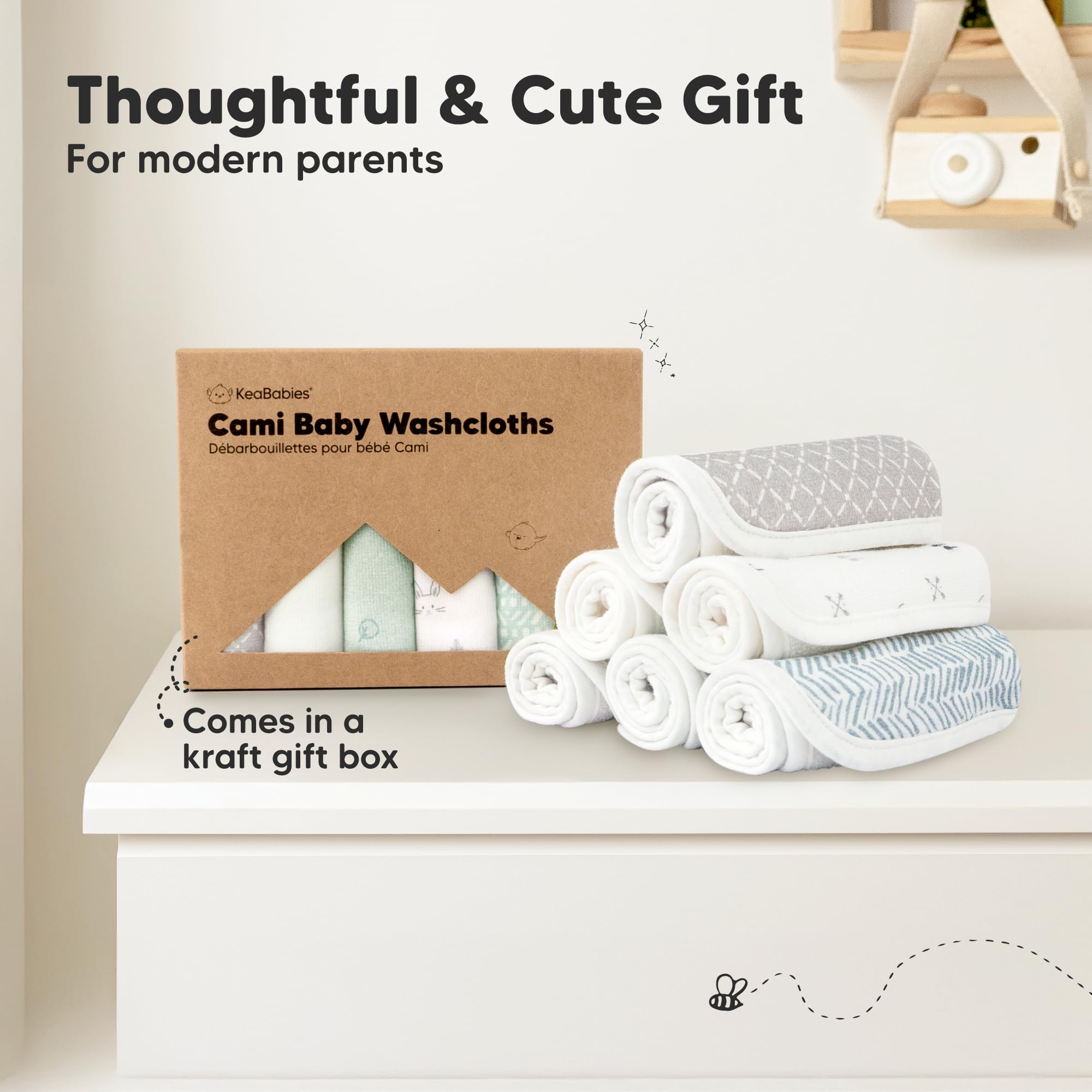 KeaBabies Nordic washcloths baby-face-cleanse demonstration shows gentle wipe capability