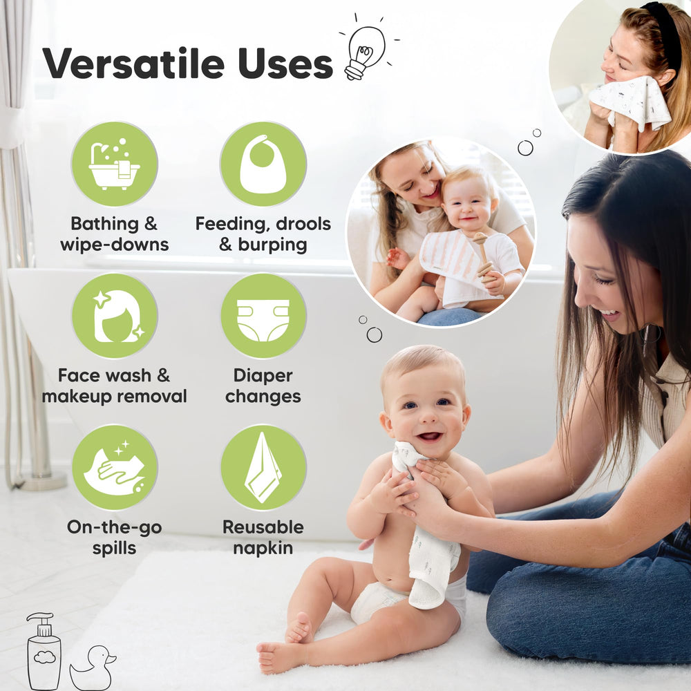 KeaBabies Nordic washcloths gender-neutral colors highlight versatile newborn essentials