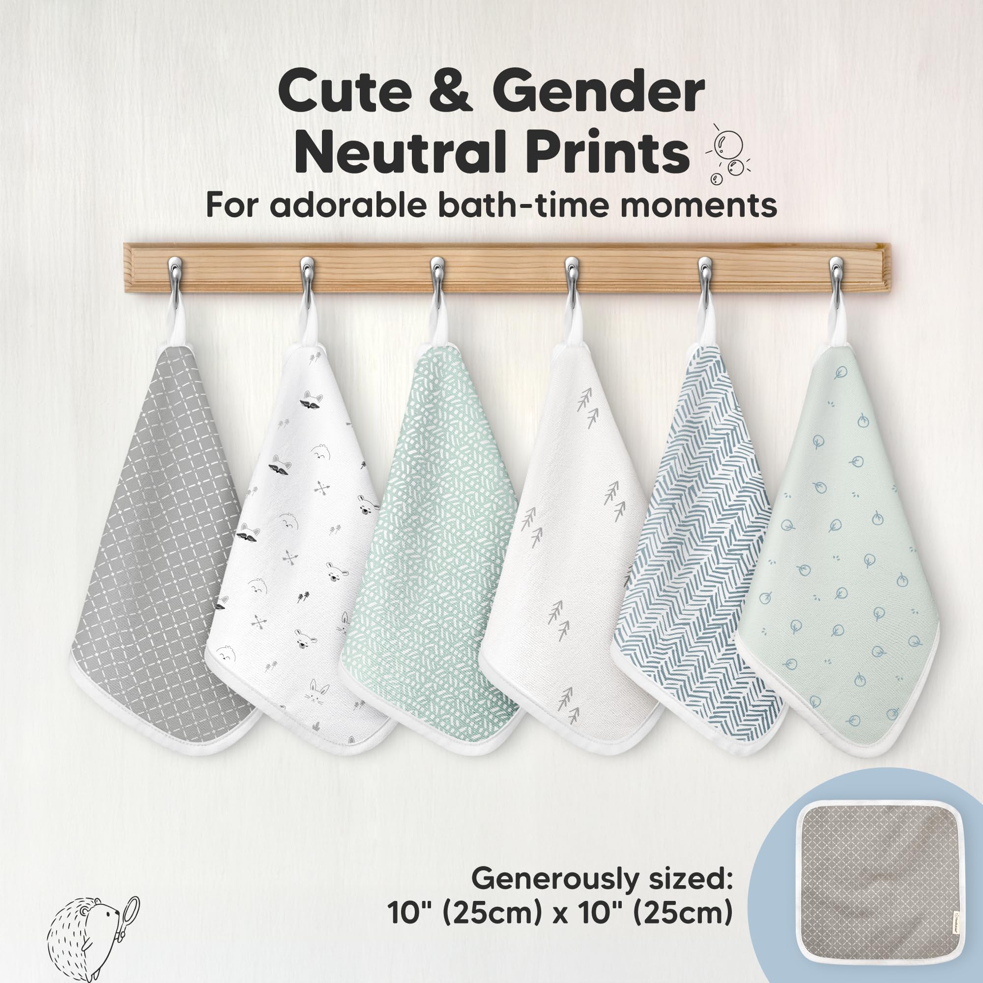 KeaBabies Nordic washcloths newborn-bath closeup emphasizes soft-touch performance