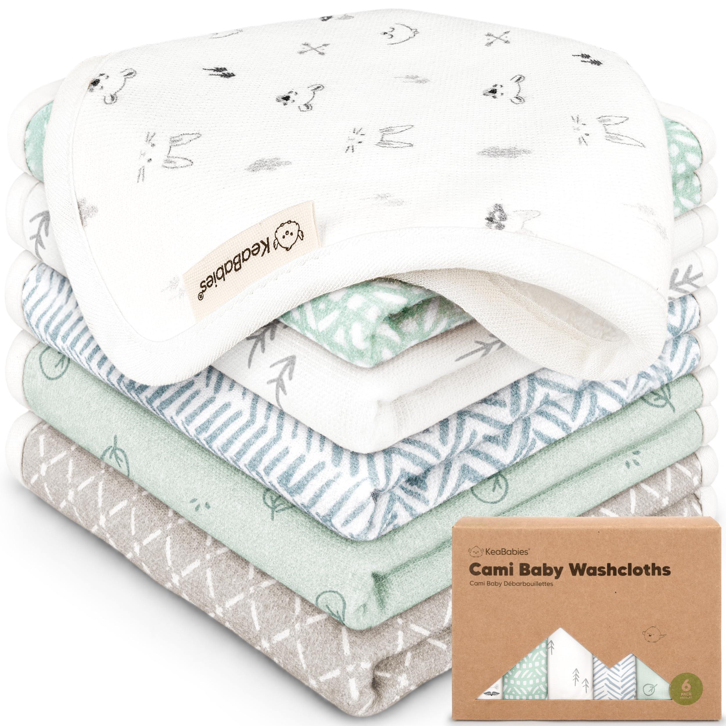 KeaBabies Nordic washcloths soft-cotton-muslin for gentle newborn cleansing