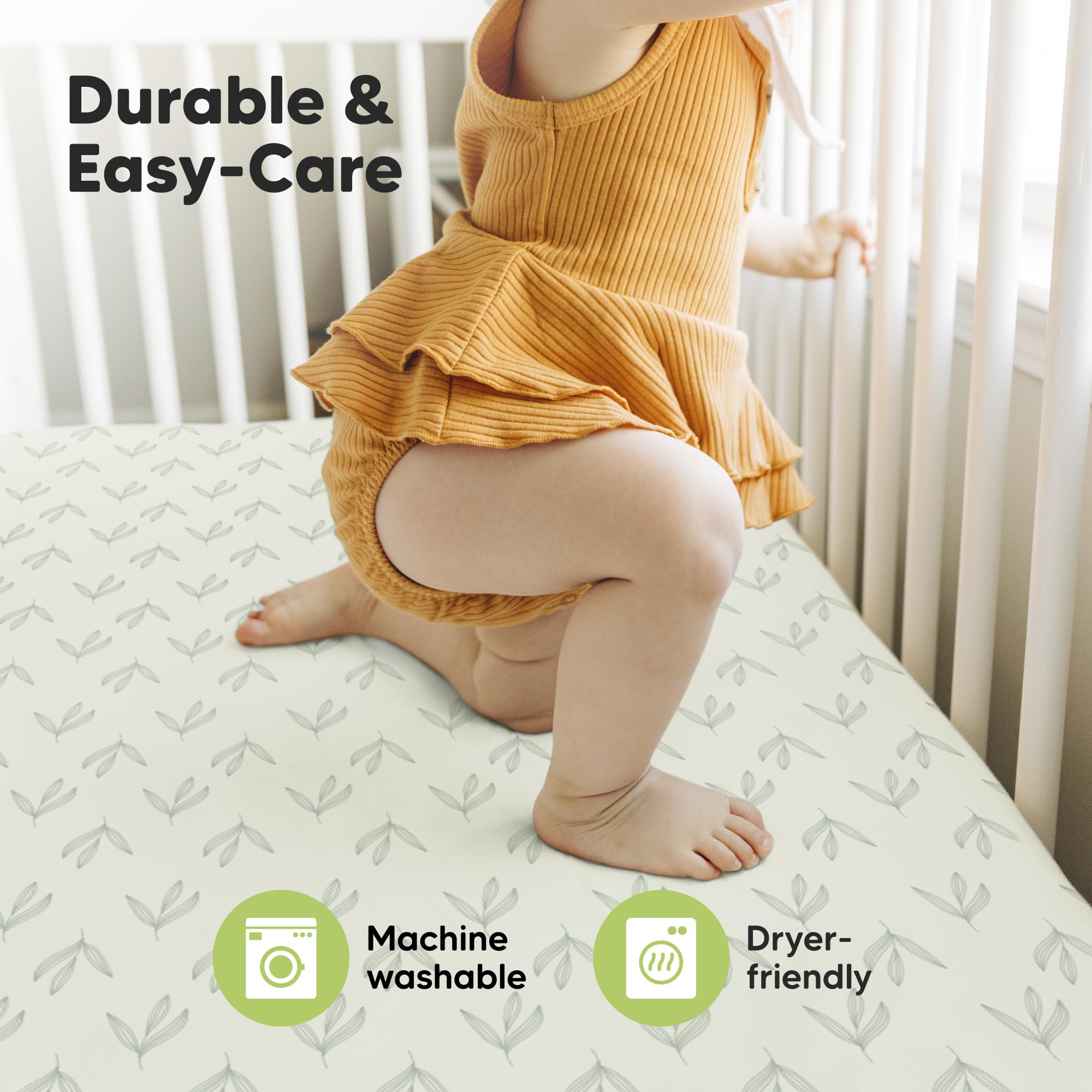 KeaBabies Fleur crib sheet in nursery setting highlighting soft texture and comfort for naps.