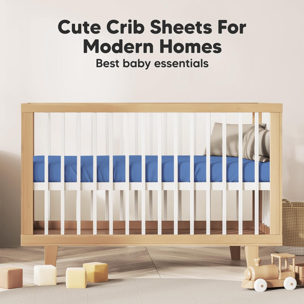 KeaBabies nursery scene cornflower prints add neutral, calming style.