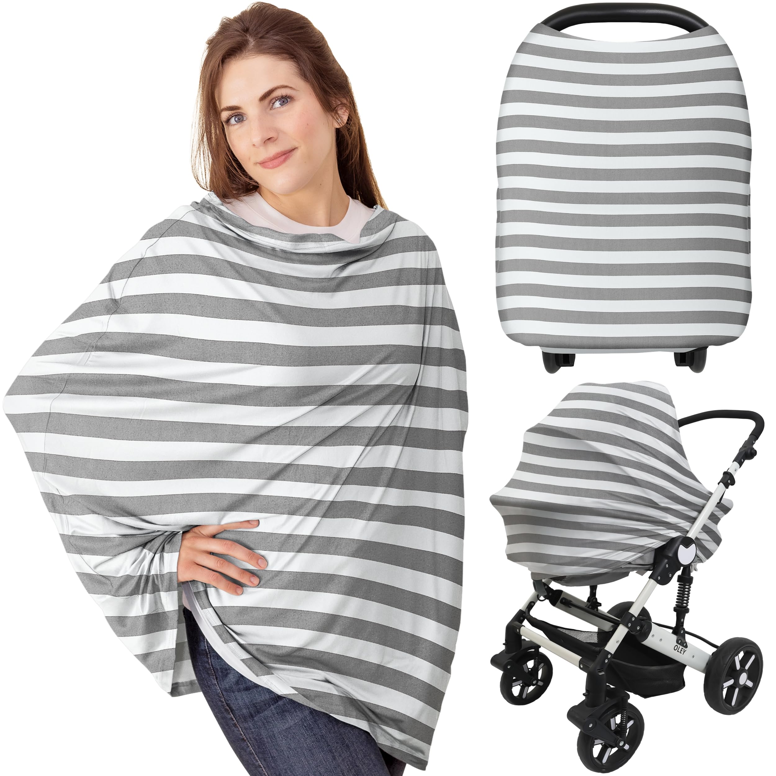 KeaBabies Nursing Cover soft and breathable gray fabric for on the go feeding