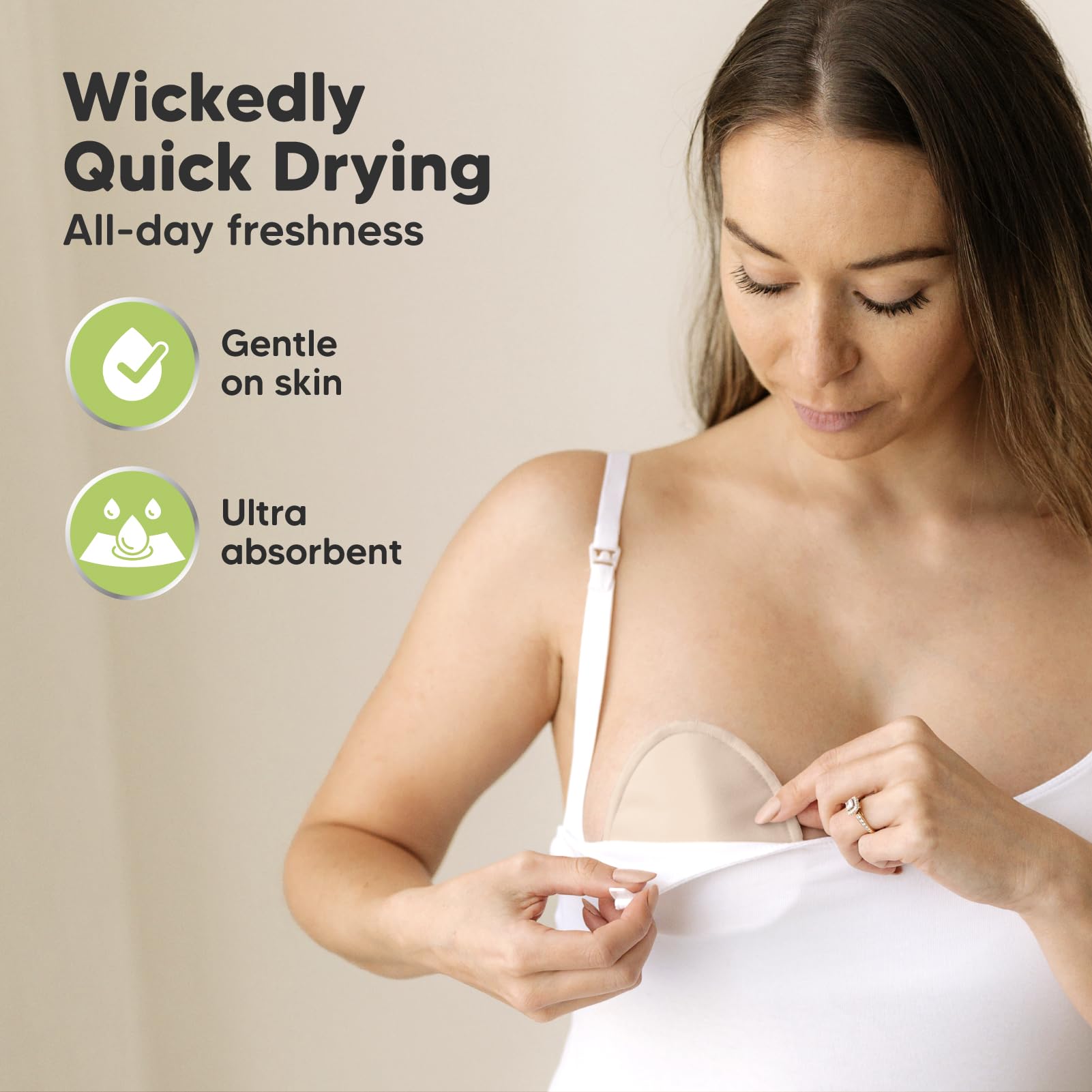 KeaBabies nursing-pads-contour-shape fits comfortably inside most nursing bras.
